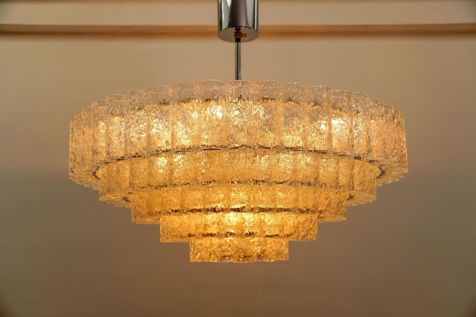 Exravagant German 5 Tiered Ice Glass Chandelier By Doria Leuchten, 1960s photo buy