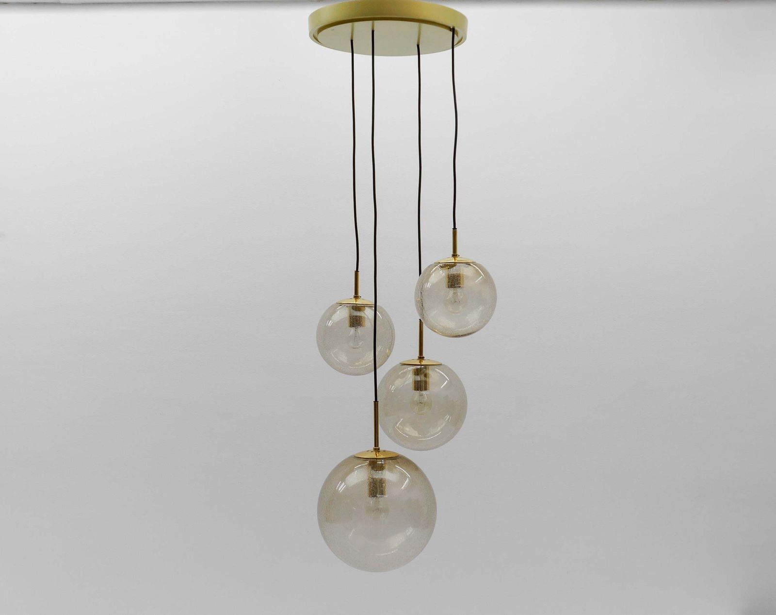 Cascade Lamp With Four Smoked Hand Blown Spheres From Glashütte Limburg, 1960s photo furniture