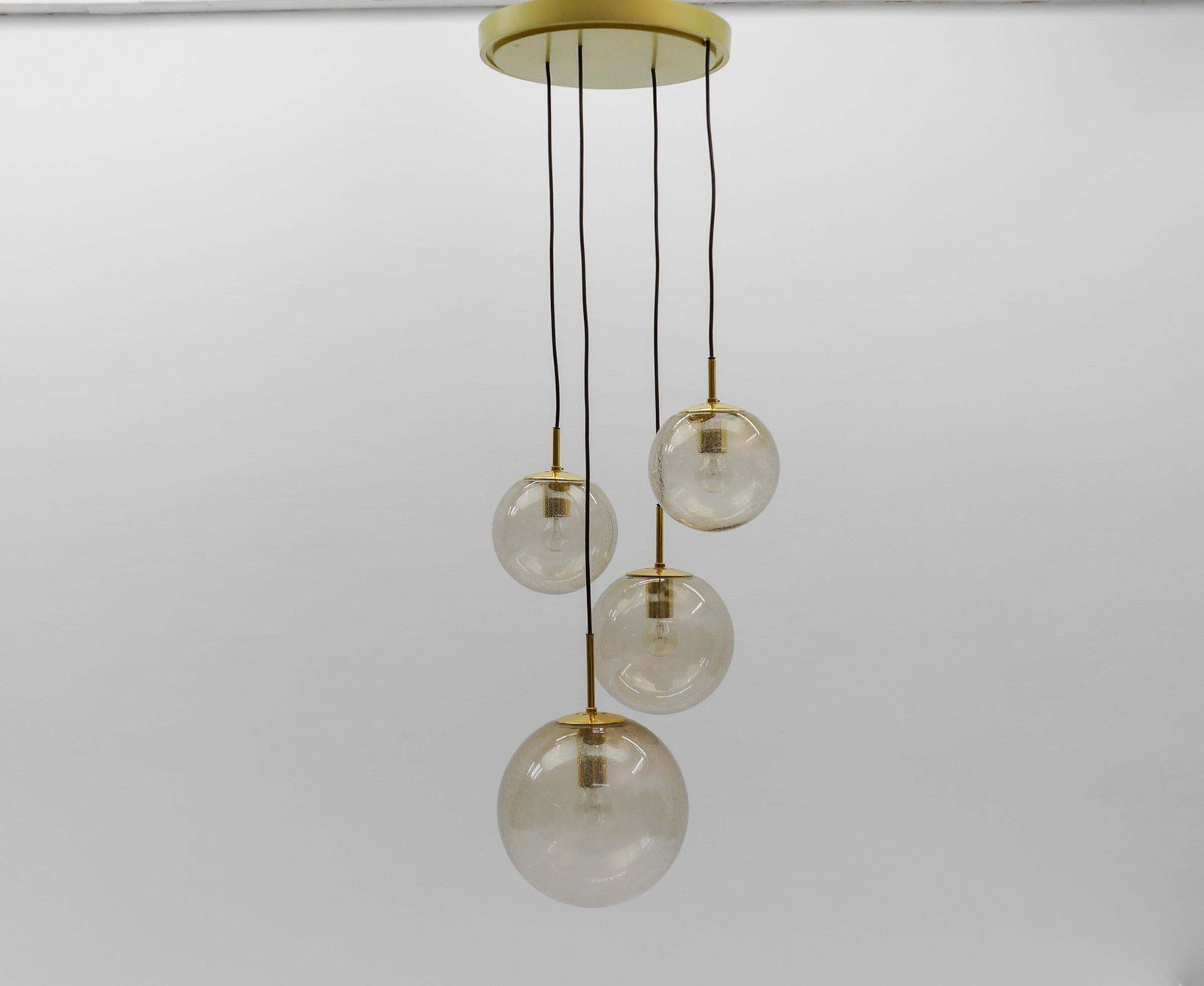 Cascade Lamp With Four Smoked Hand Blown Spheres From Glashütte Limburg, 1960s photo for sale