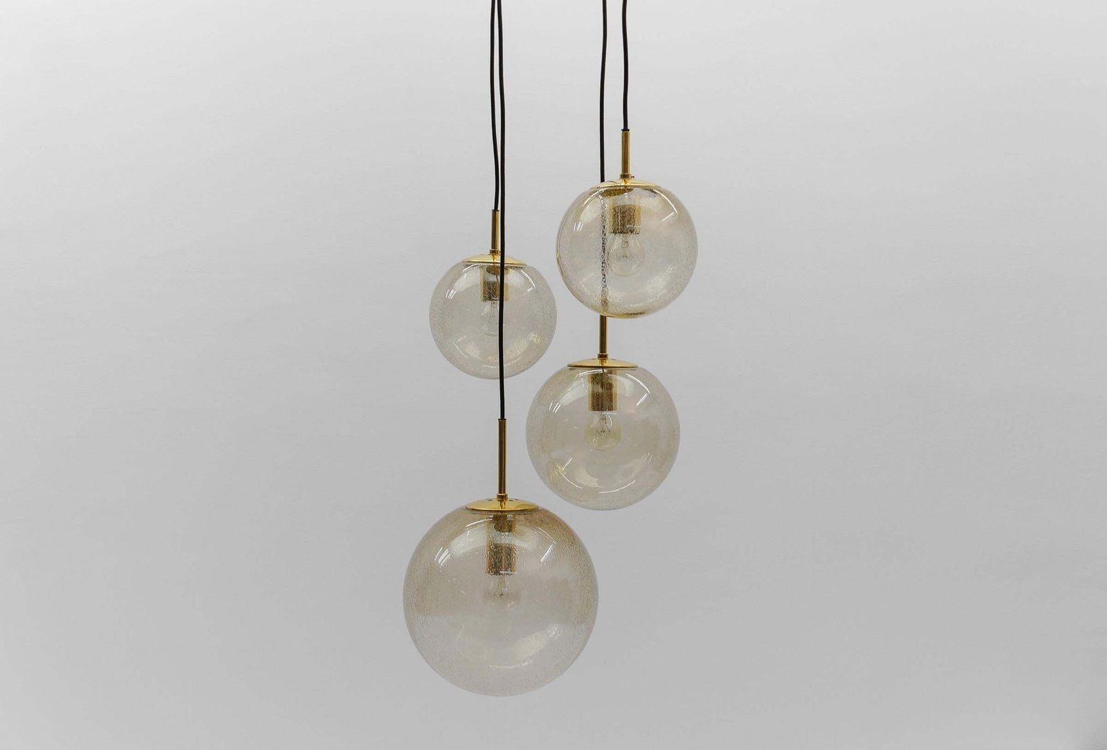 1827.0 Cascade Lamp With Four Smoked Hand Blown Spheres From Glashütte Limburg, 1960s photo