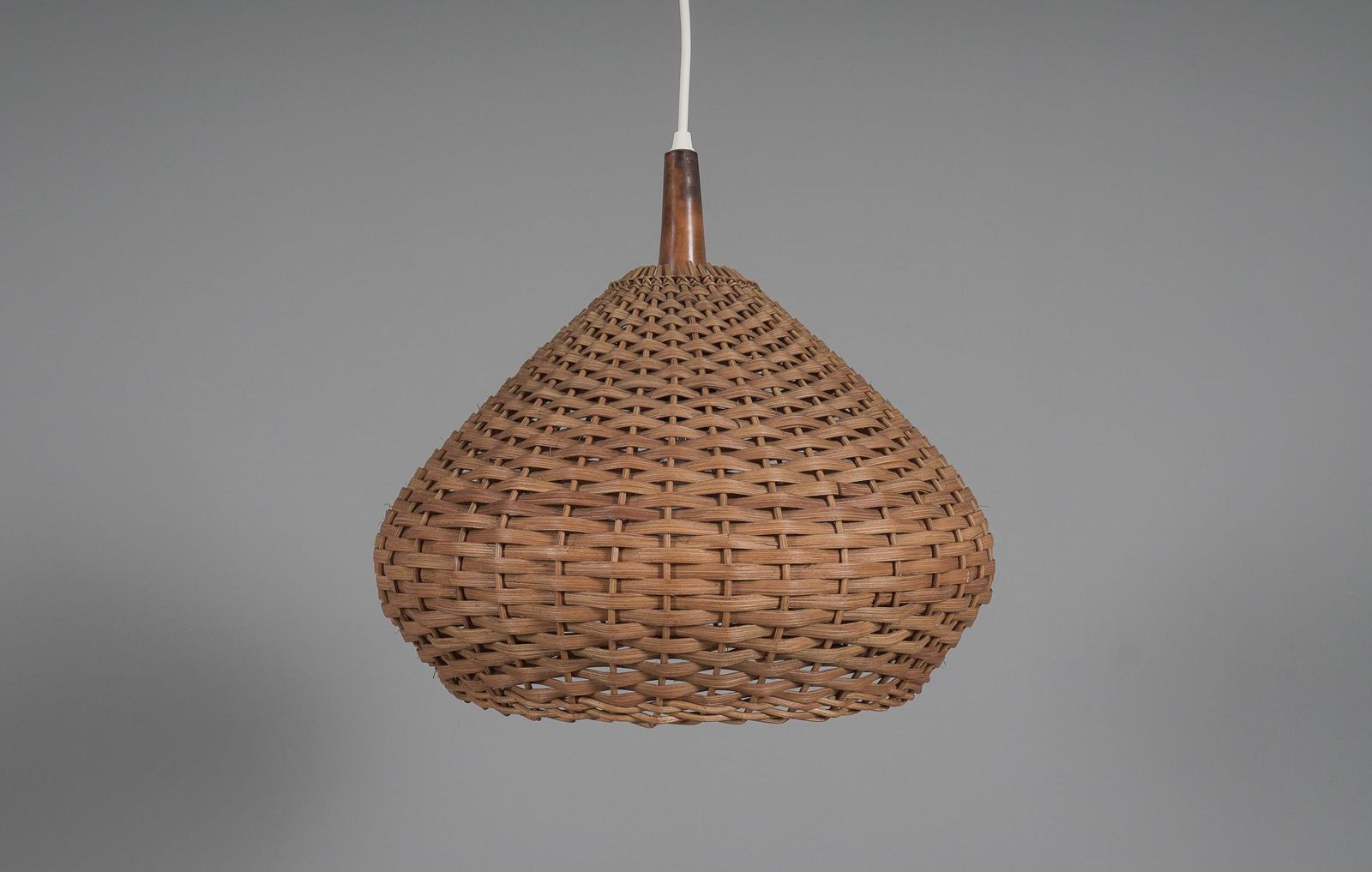 Lovely Mid Century Modern Wicker Pendant Light, 1960s photo buy
