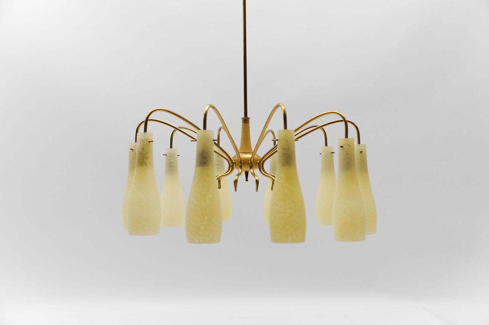 Brass & Glass Sputnik Chandelier With 10 Lights, 1950s Italy photo Lighting