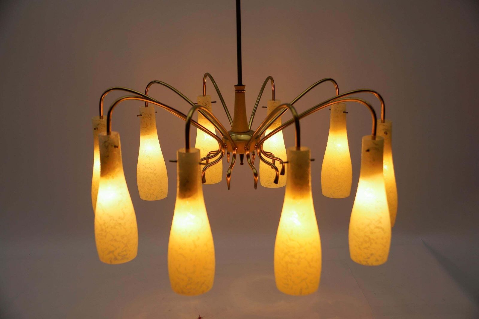 photo furniture Brass & Glass Sputnik Chandelier With 10 Lights, 1950s Italy