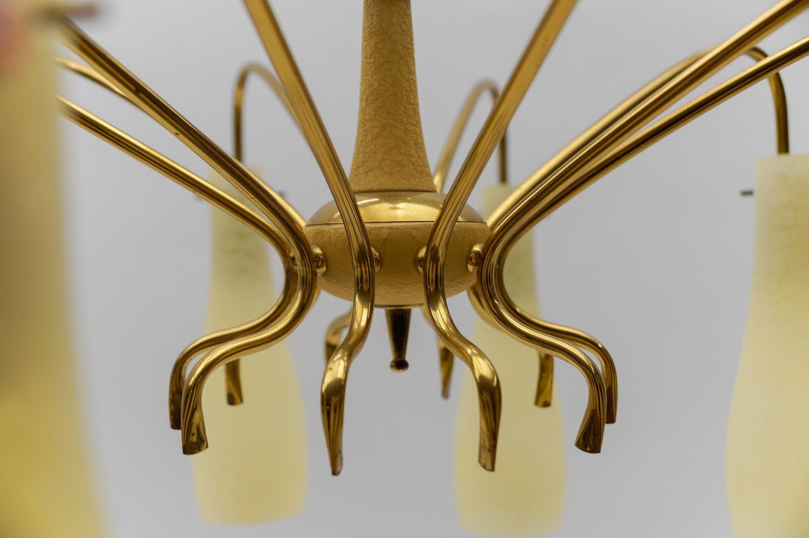 photo vinterior Brass & Glass Sputnik Chandelier With 10 Lights, 1950s Italy