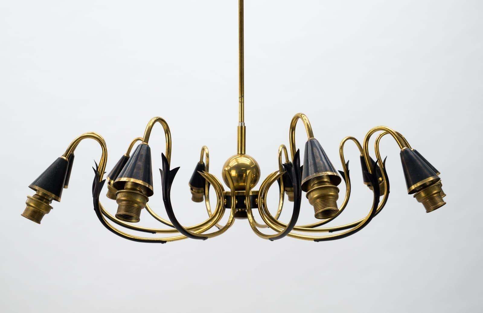 photo furniture Italian Brass & Glass Sputnik Chandelier With 10 Lights, 1950s