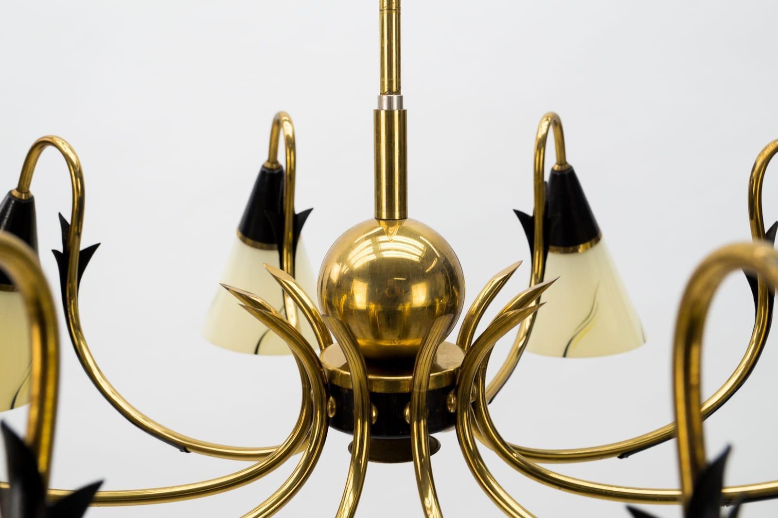 photo for sale Italian Brass & Glass Sputnik Chandelier With 10 Lights, 1950s
