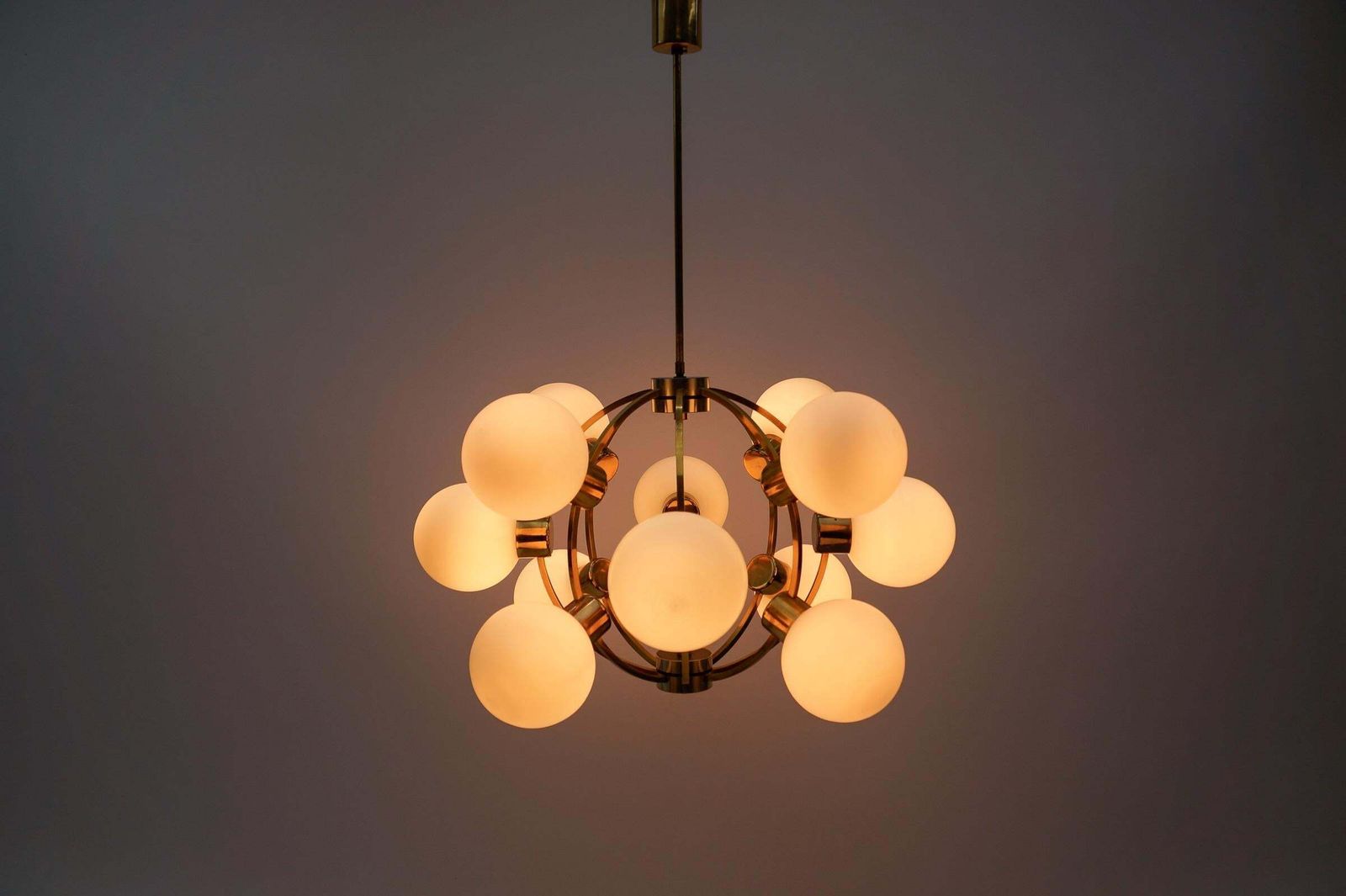 photo furniture Large Mid Century Modern Orbit Or Sputnik Lamp With 12 Opaline Glass Balls