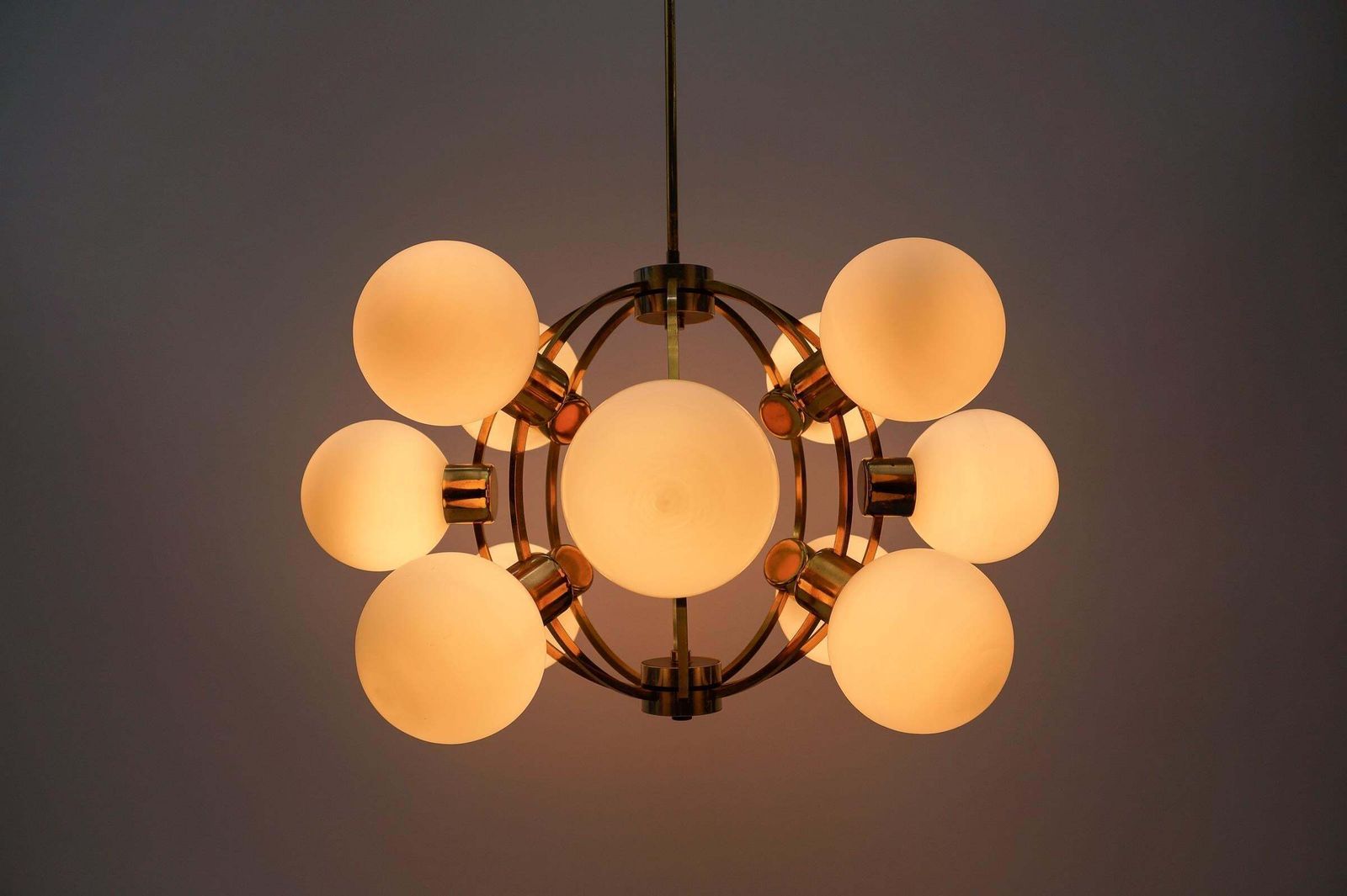 Lighting Large Mid Century Modern Orbit Or Sputnik Lamp With 12 Opaline Glass Balls photo