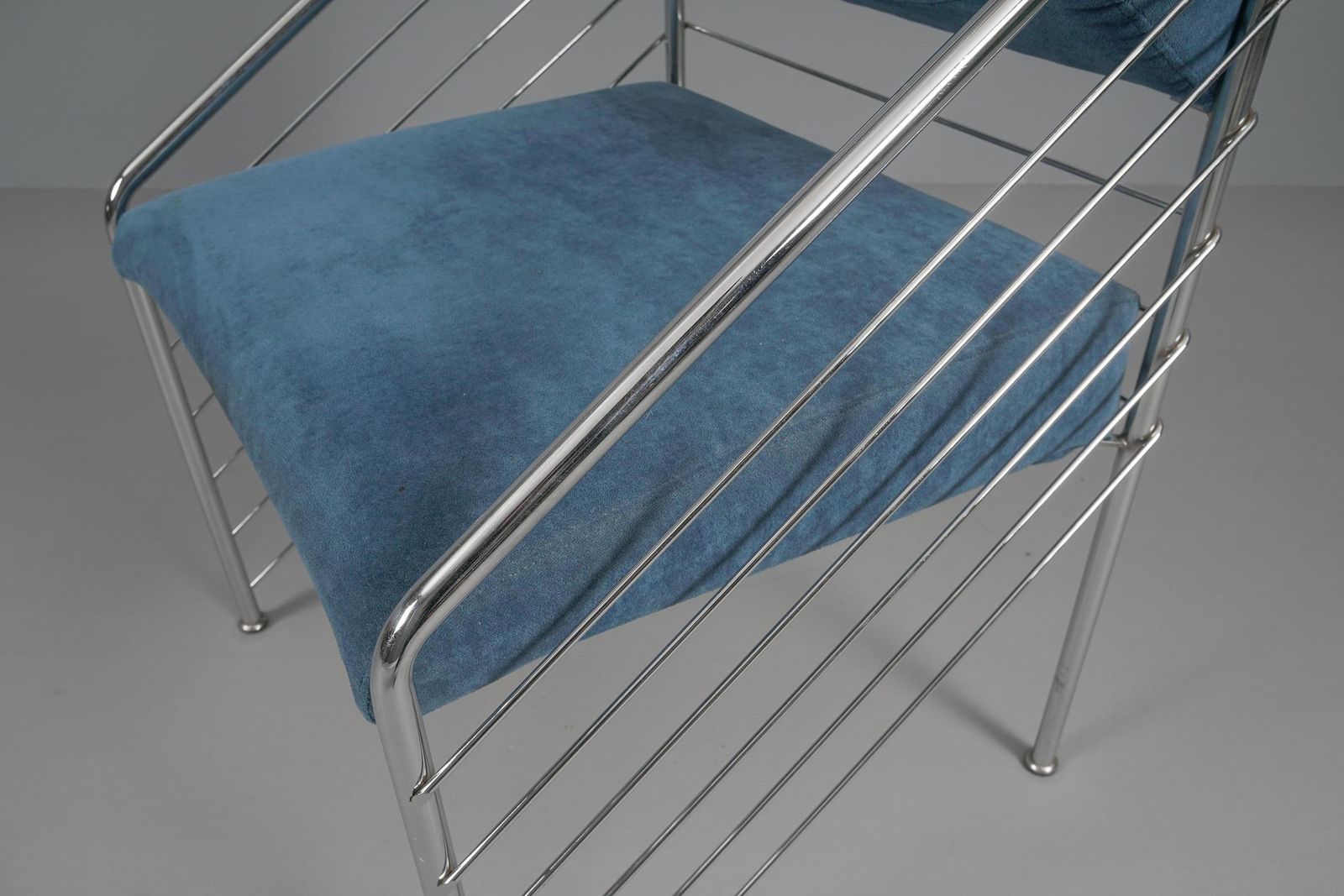 764.0 Rare Italian Armchair In Upholstery Fabric And Chrome Frame, 1970s photo