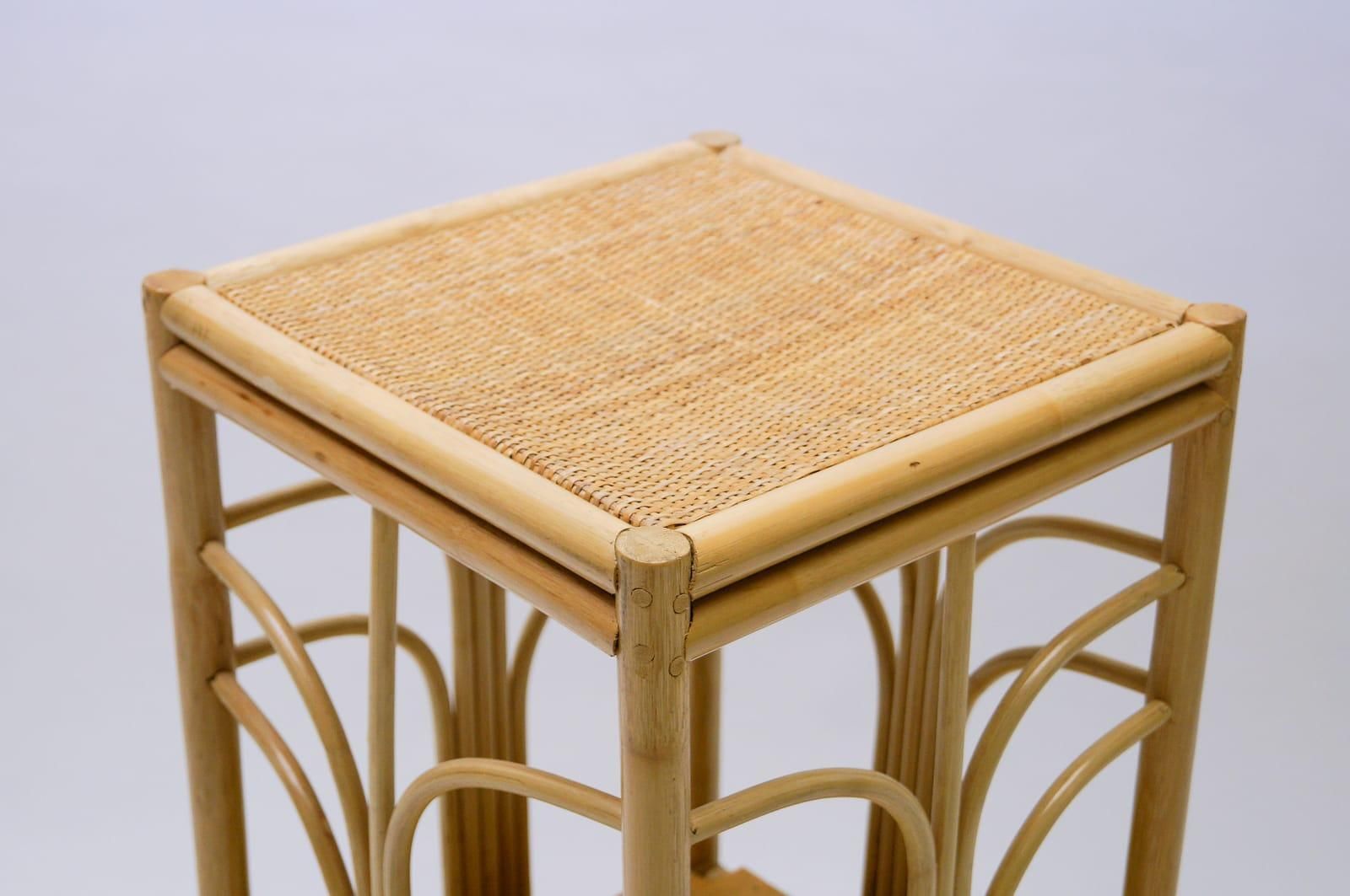 Elegant Mid Century Modern Italian Bamboo And Rattan Flower Stand photo vinterior