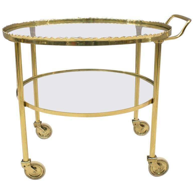 Brass Serving Trolley From Vereinigte Werkstätten Munich, Germany, 1950s