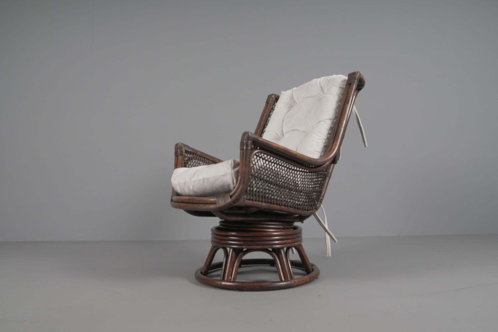 2718.0 New Upholstered Rattan Seating Set, 4x Armchairs 1x Stool 1x Coffee Table, 1960s photo