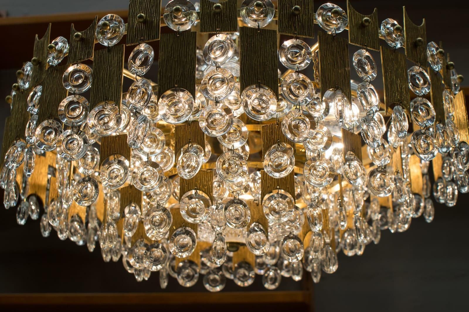 Midcentury Jeweled Crystal Chandelier By Palwa 'Palme & Walter', 1960s photo buy