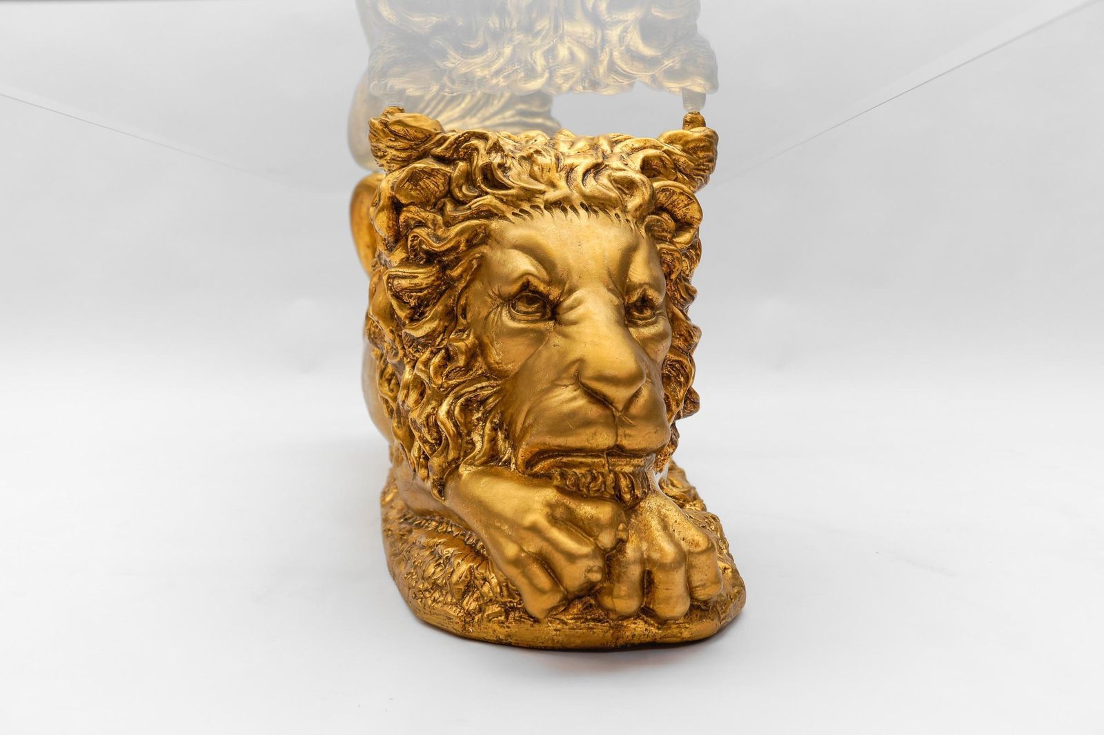 photo vinterior Awesome Italian Ceramic Handcrafted Lion Coffee Table Base, 1960s