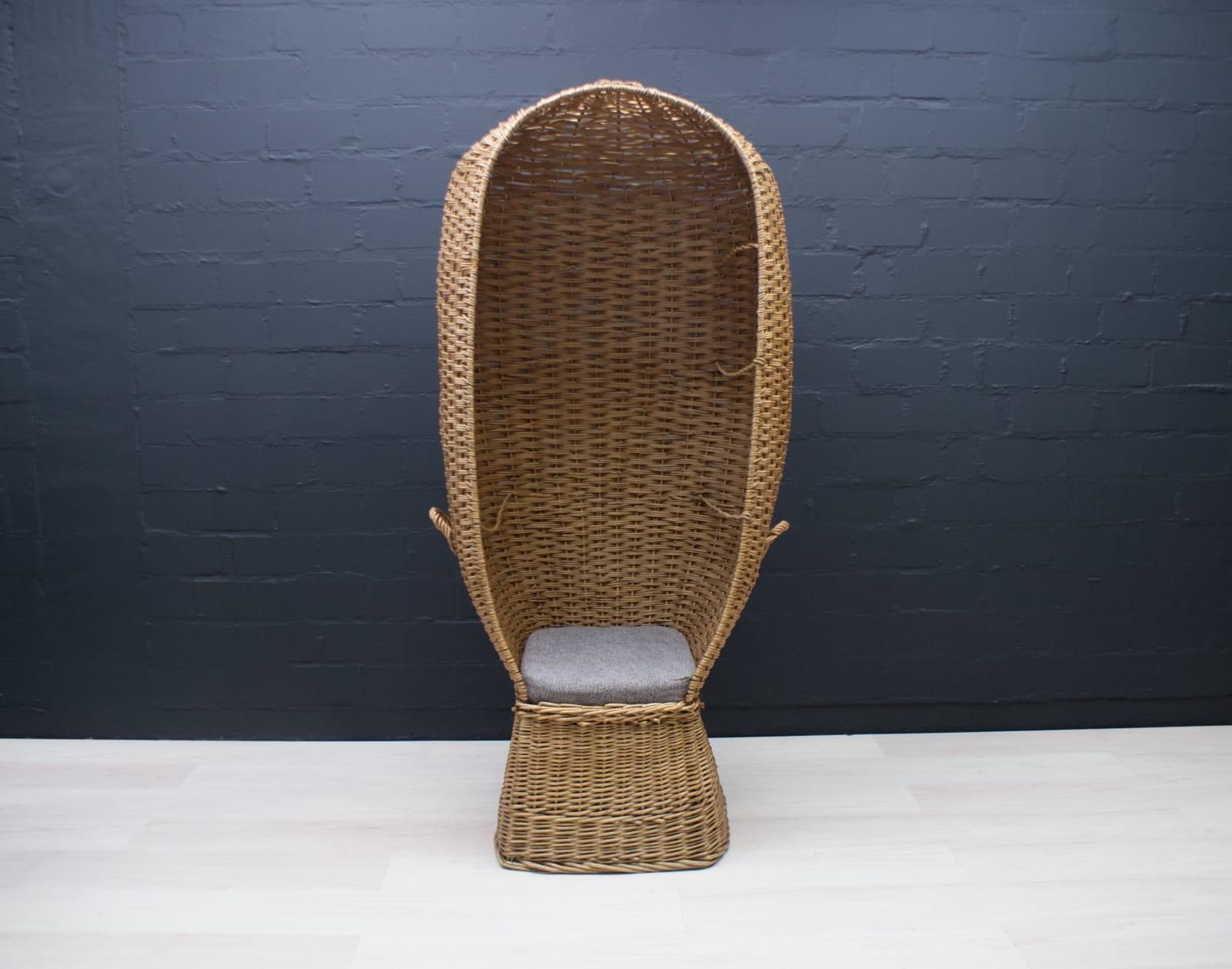 Large Italian Rattan Pool Or Beach Armchair, 1970s photo for sale