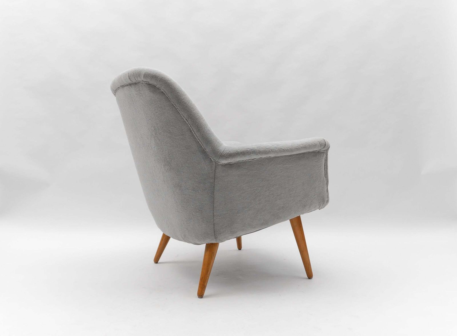 2718.0 Mid Century Armchairs In Teddy Fabric, 1950s, Set Of 2 photo