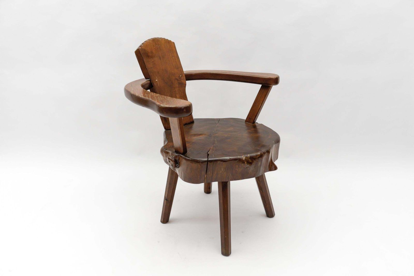 Mid Century Modern French Wooden Armchair, Pierre Chapo Attributed, 1960s photo for sale