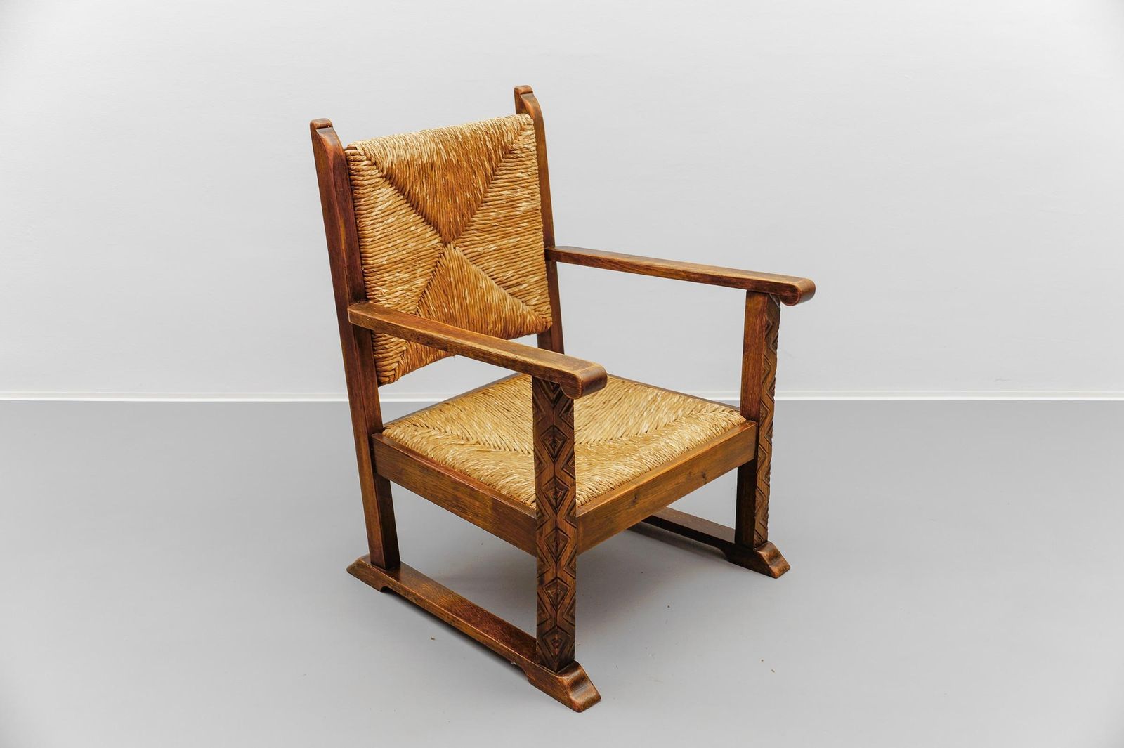 French Art Deco Wicker Armchair In The Style Of Francis Jourdain 1940s photo for sale