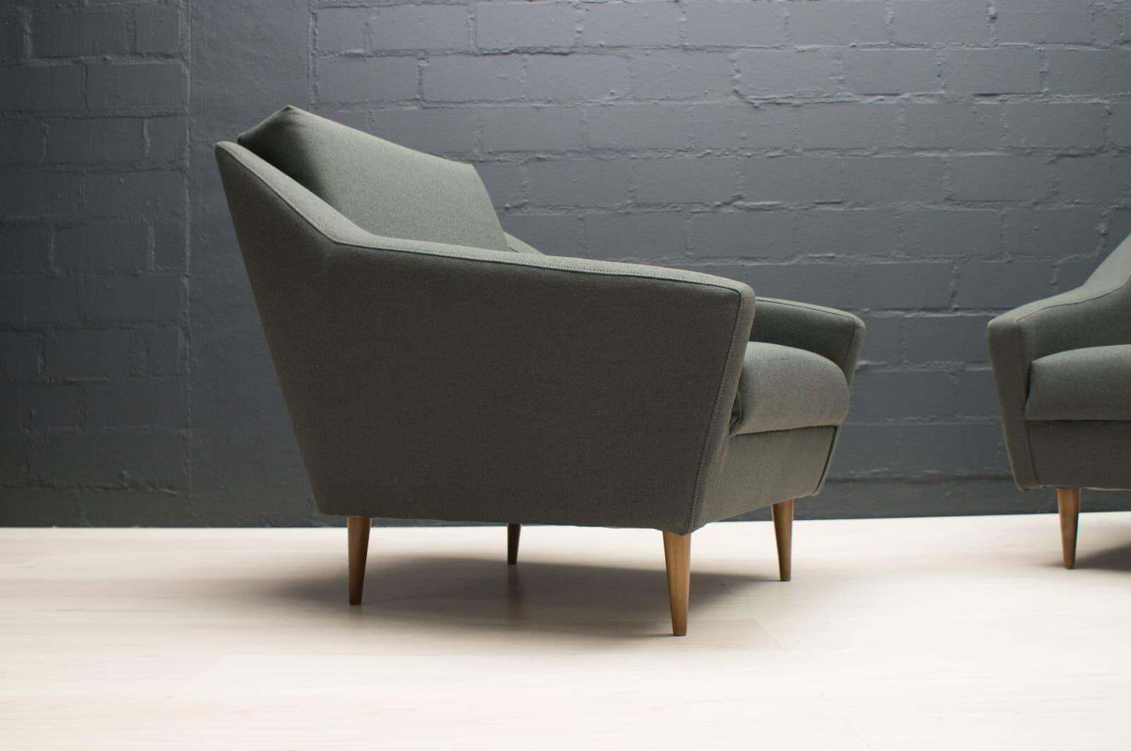 Furniture Set Of 2 Armchairs In Wood And Fabric By Eddie Harlis For Hans Kaufeld, 1960s photo