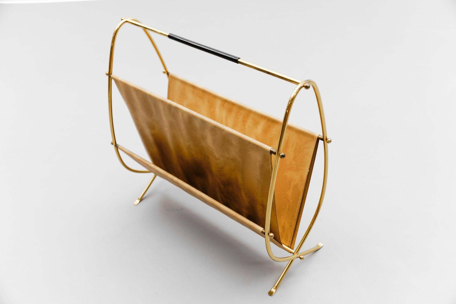 Mid Century Modern Brass Magazine Rack, 1950s Italy photo 510.0