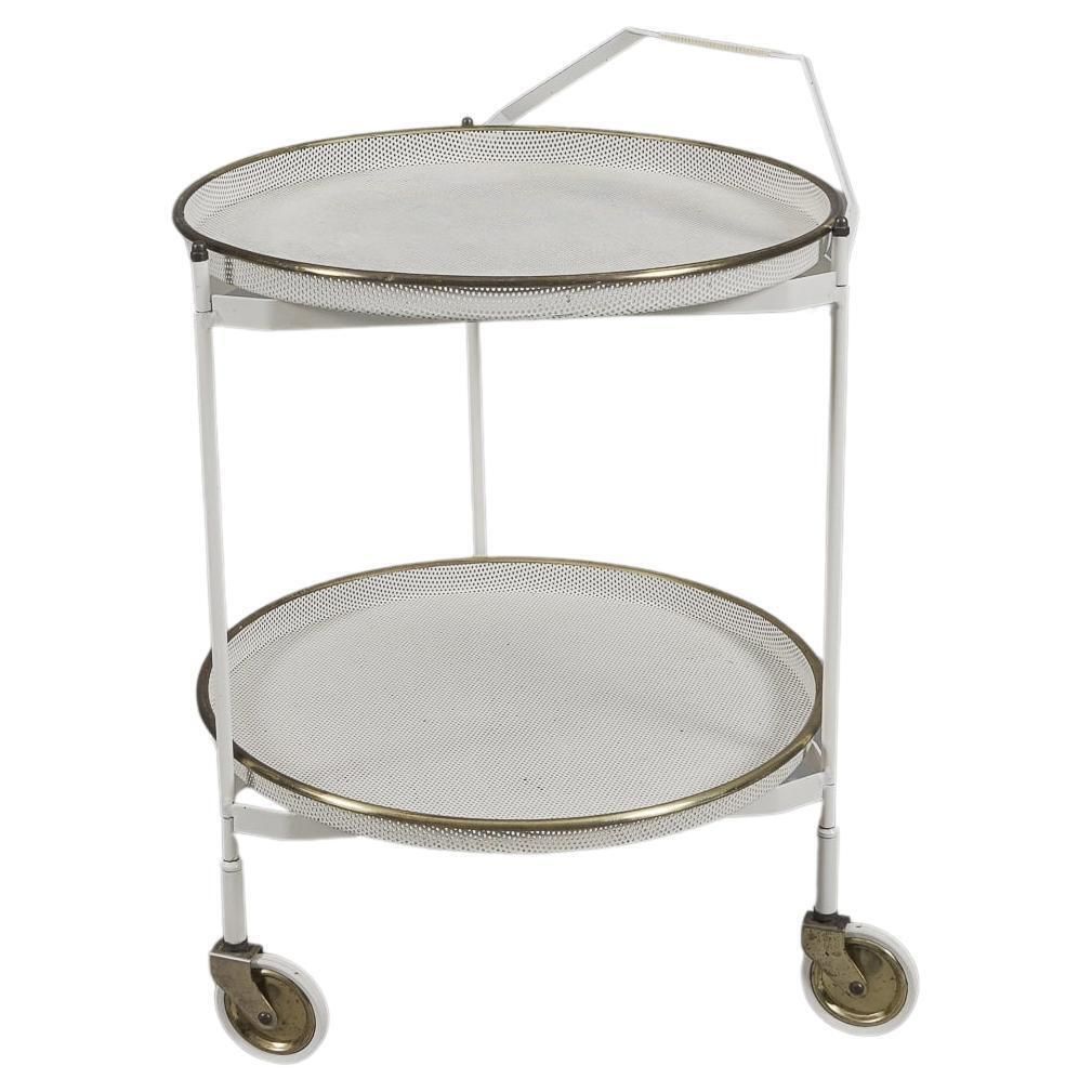 Mid Century Modern Bar Cart With Removable Trays In Mategot Style, France, 1950s
