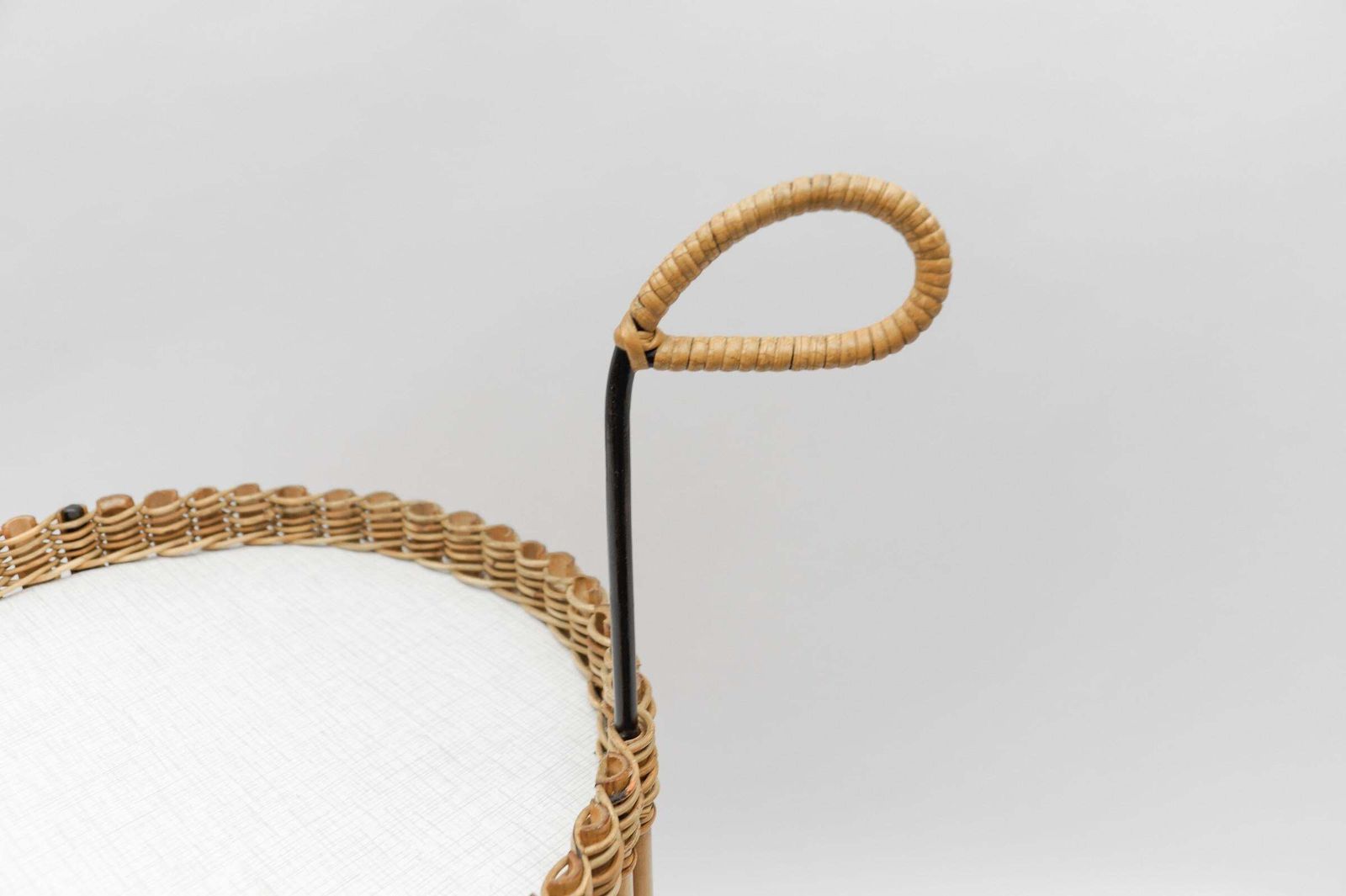 Stunning Mid Century Modern Round Serving Cart In Bamboo And Metal, 1950s photo vintage