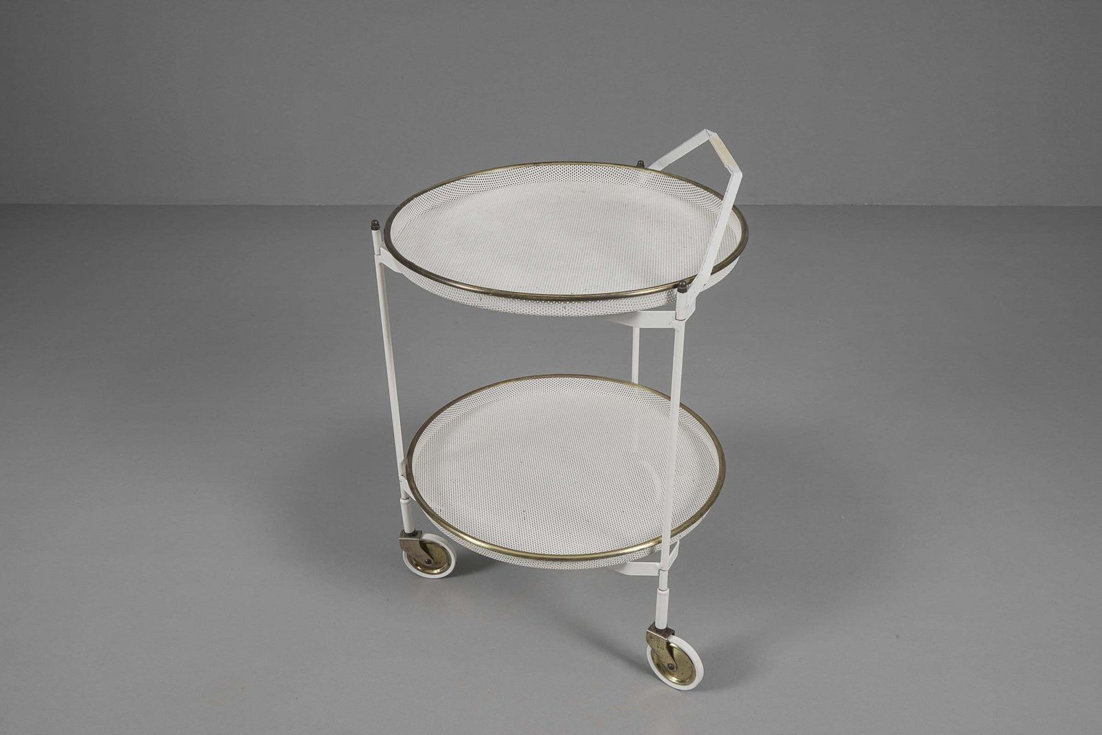 Mid Century Modern Bar Cart With Removable Trays In Mategot Style, France, 1950s photo vinterior