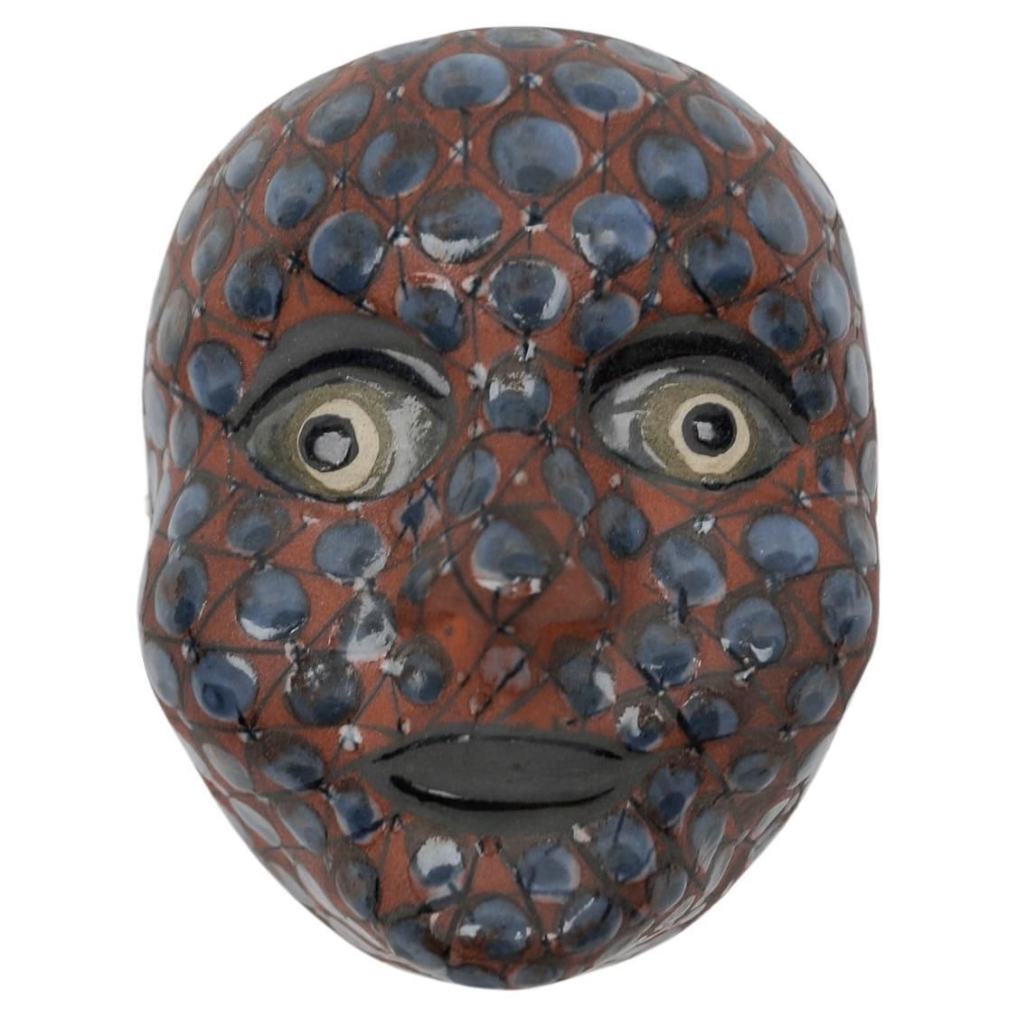 Mid Century Modern Handmade Wall Ceramic Mask By Dybdahl, 1960s Denmark
