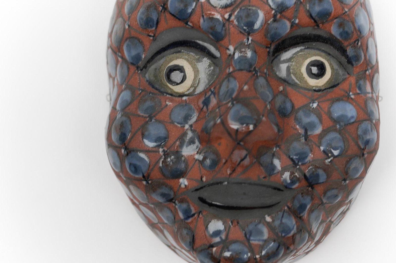 Mid Century Modern Handmade Wall Ceramic Mask By Dybdahl, 1960s Denmark photo for sale