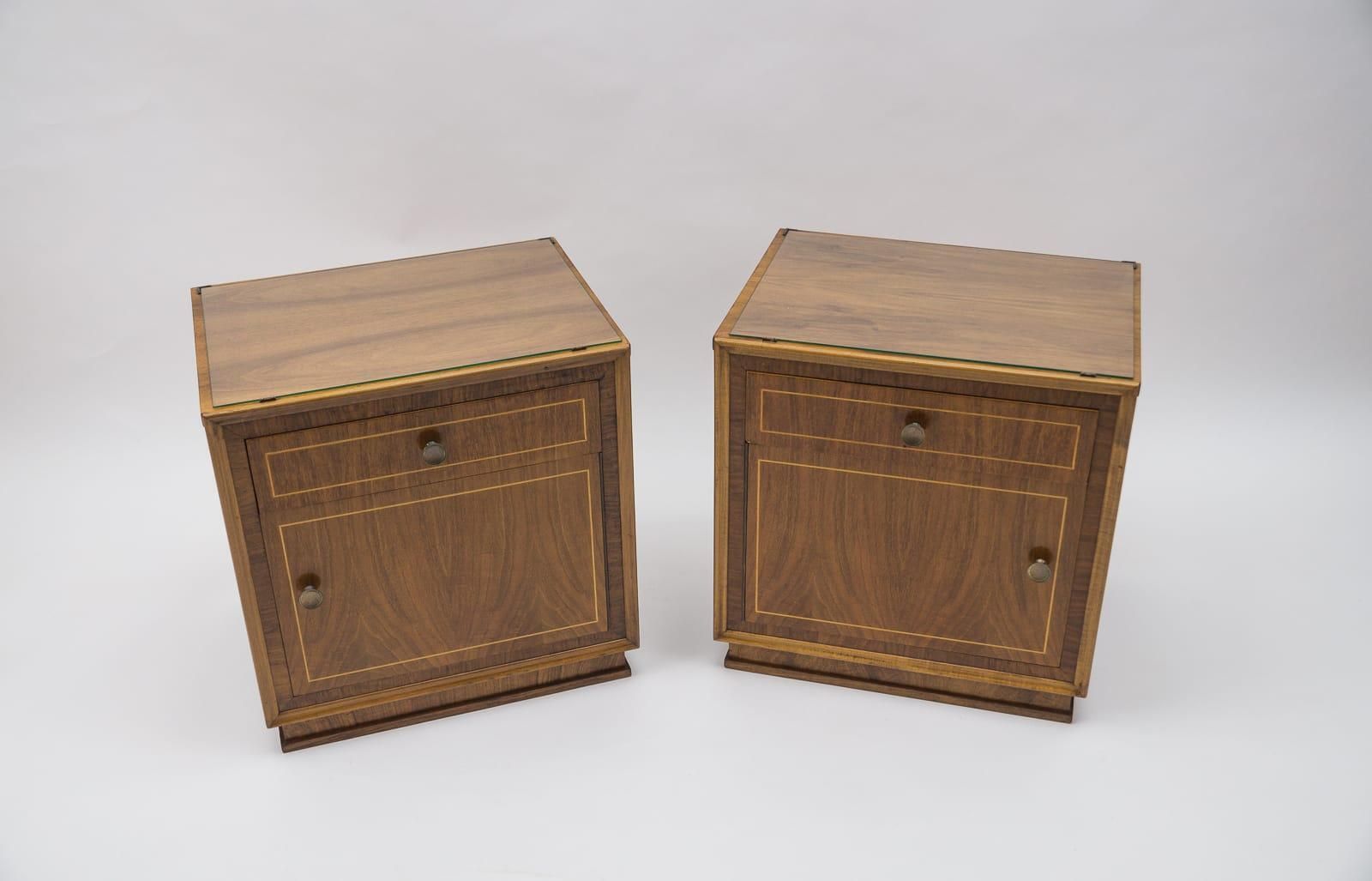 Lovely Austrian Art Deco Nightstands With Inlays, 1930s, Set Of 2 photo for sale