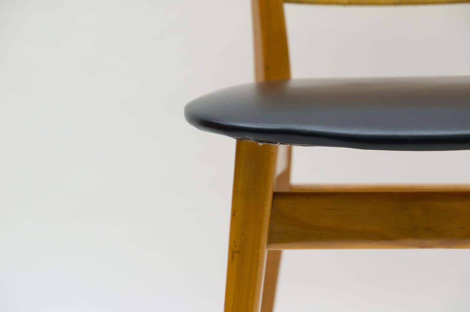 photo vinterior Wooden And Leather Dining Chair, Germany, 1950s