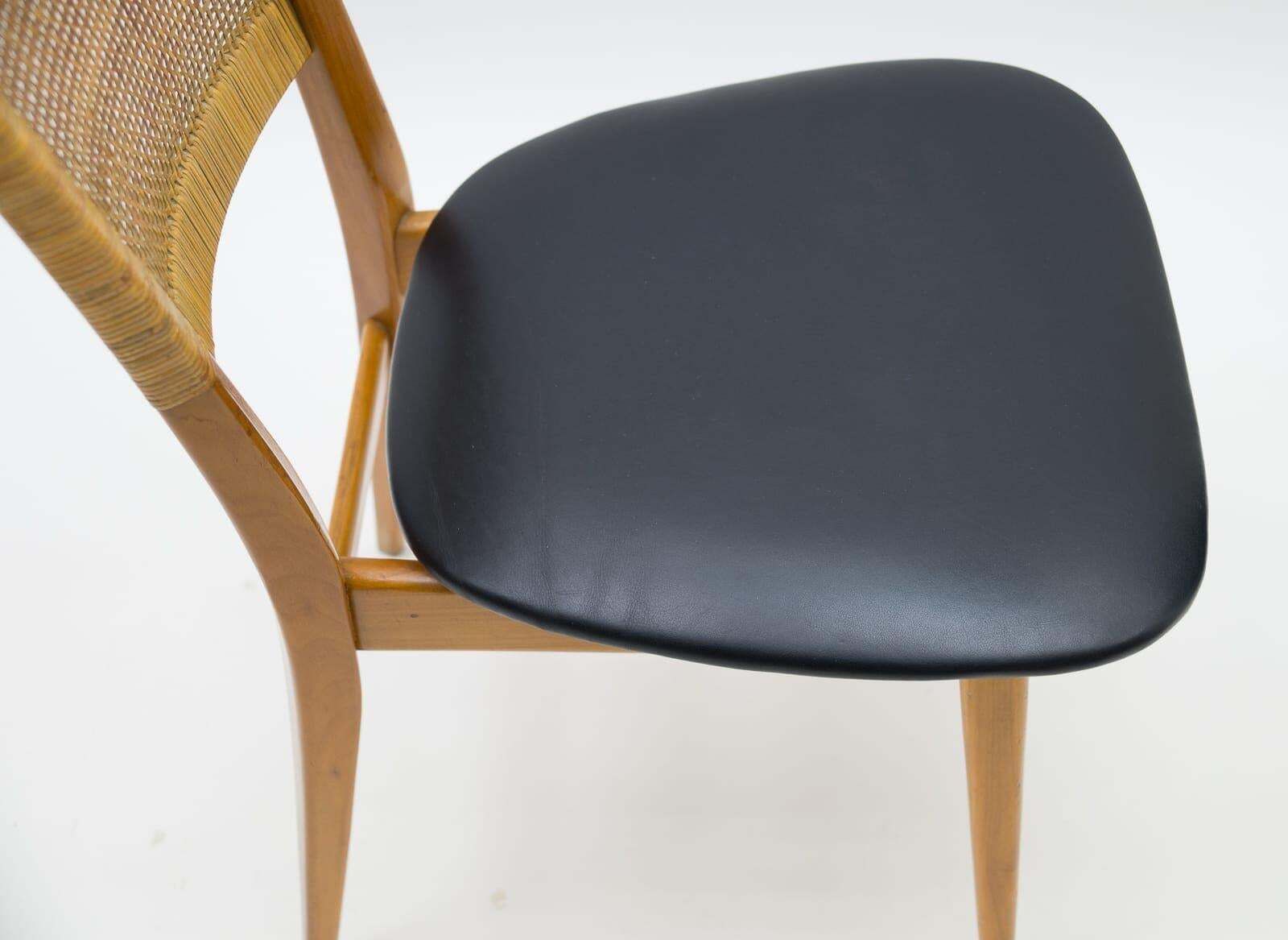 photo buy Wooden And Leather Dining Chair, Germany, 1950s