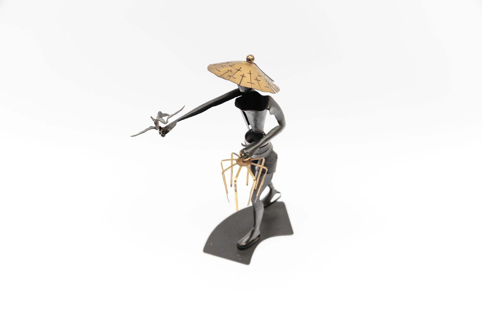 Handmade Asian Bird Feeder Made Of Metal And Brass, 1950s Austria photo for sale