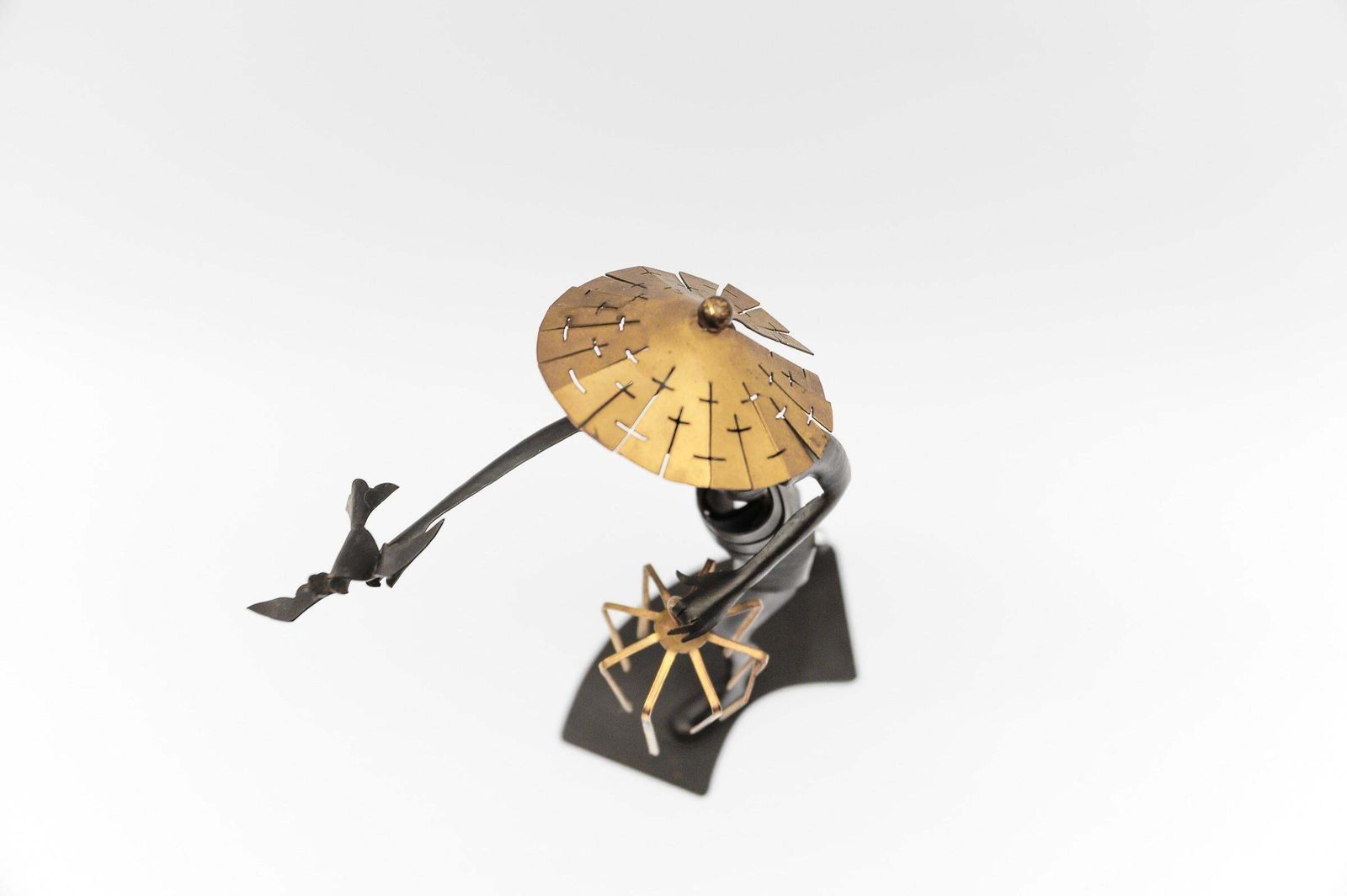 Handmade Asian Bird Feeder Made Of Metal And Brass, 1950s Austria photo Garden Decor