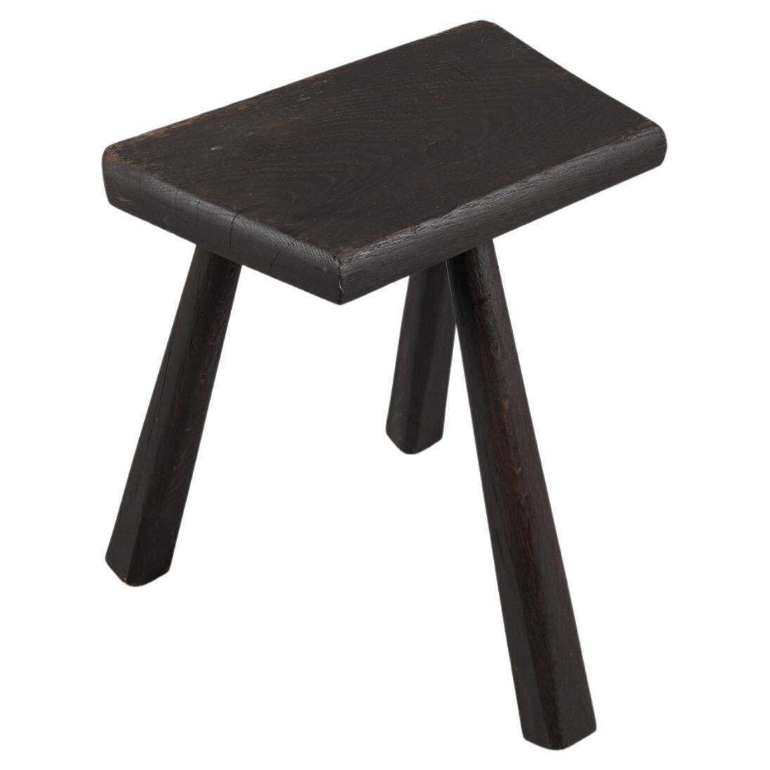 Mid Century Modern Oak Work Stool From The French Province, 1960s.