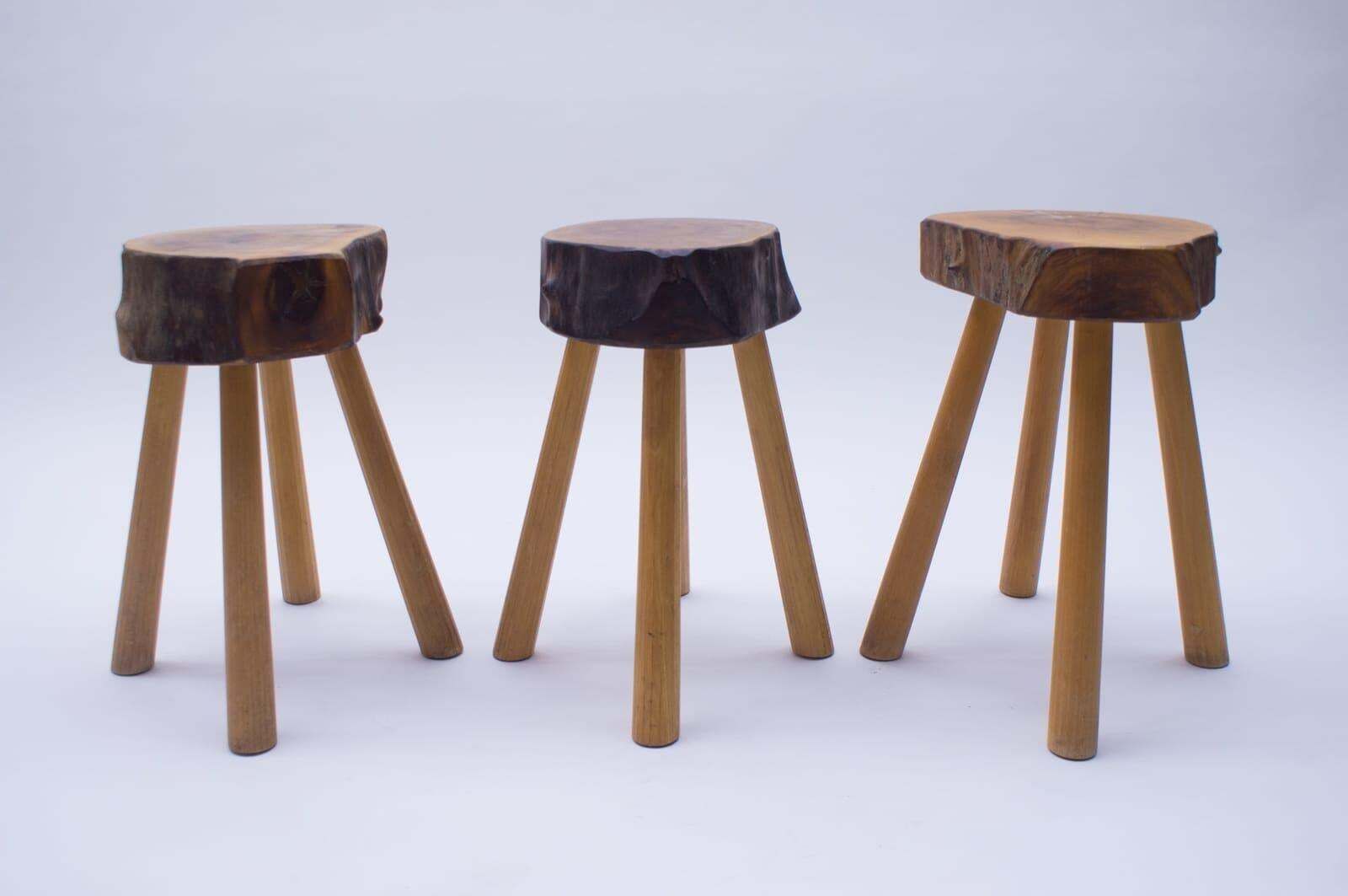 Set Of 3 Rare Midcentury Four Legged Side Tables Or Stools photo furniture