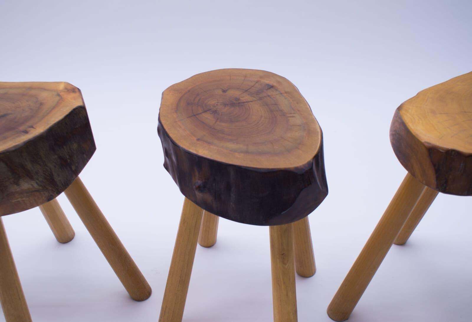 Set Of 3 Rare Midcentury Four Legged Side Tables Or Stools photo vinterior