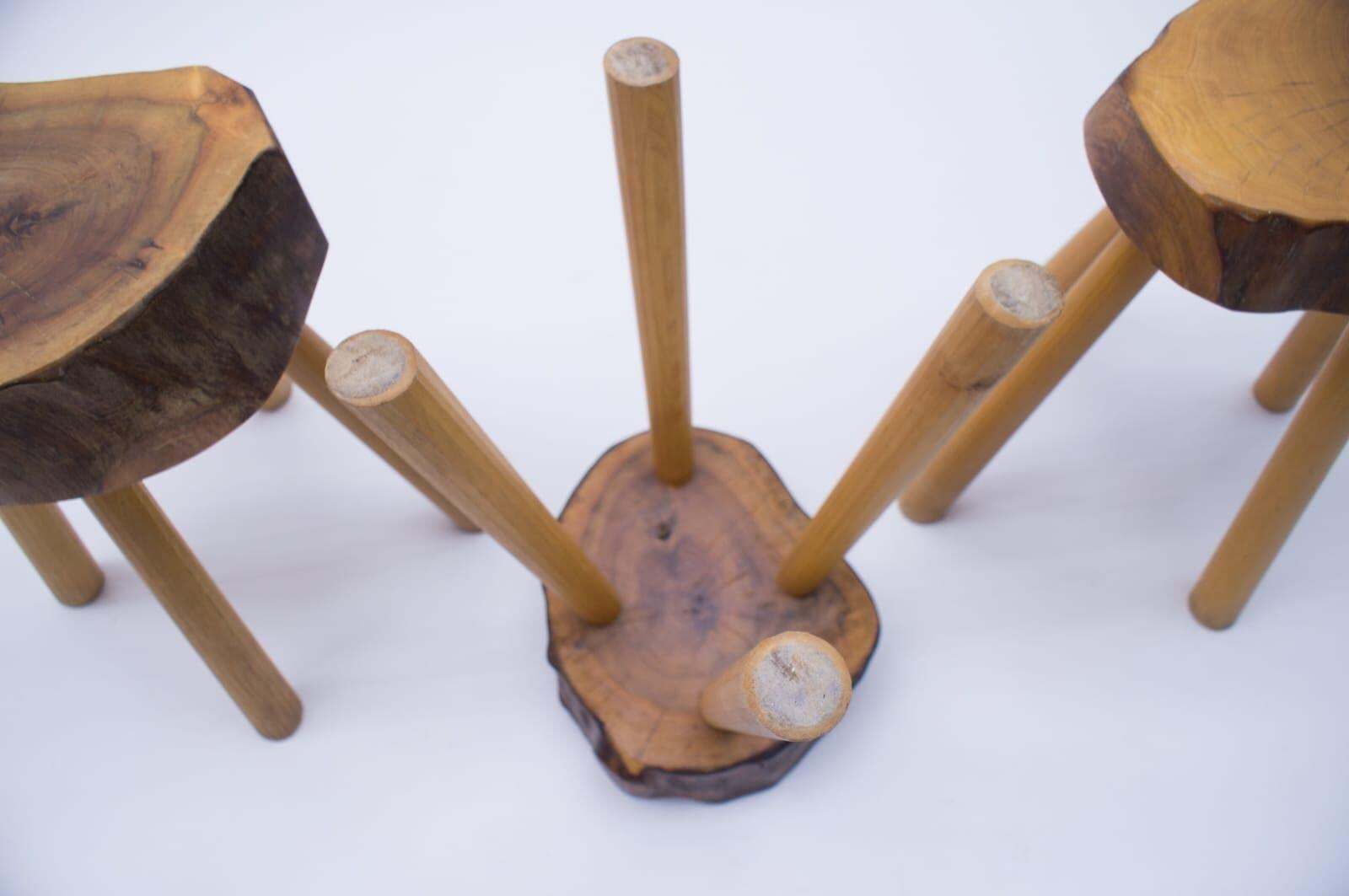 Furniture Set Of 3 Rare Midcentury Four Legged Side Tables Or Stools photo