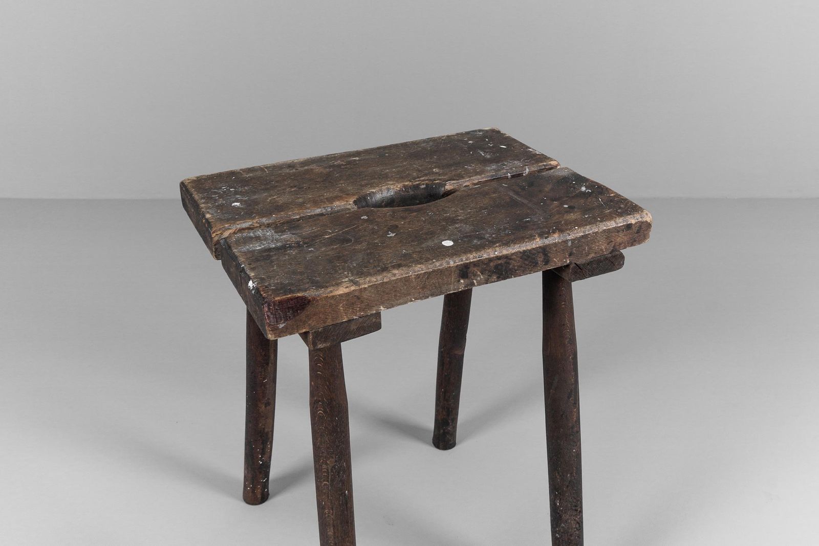 Lovely French Mid Century Modern Working Wooden Stool, 1950s photo vintage
