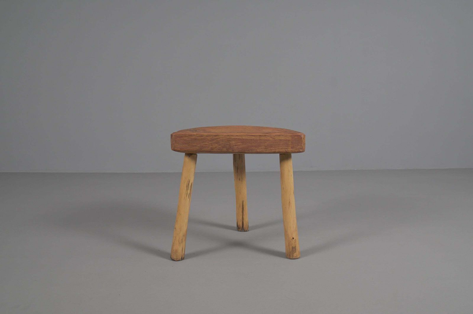 Mid Century Modern Massive Oak Stool, 1960s, France photo vinterior