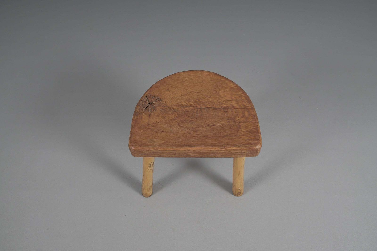 Furniture Mid Century Modern Massive Oak Stool, 1960s, France photo