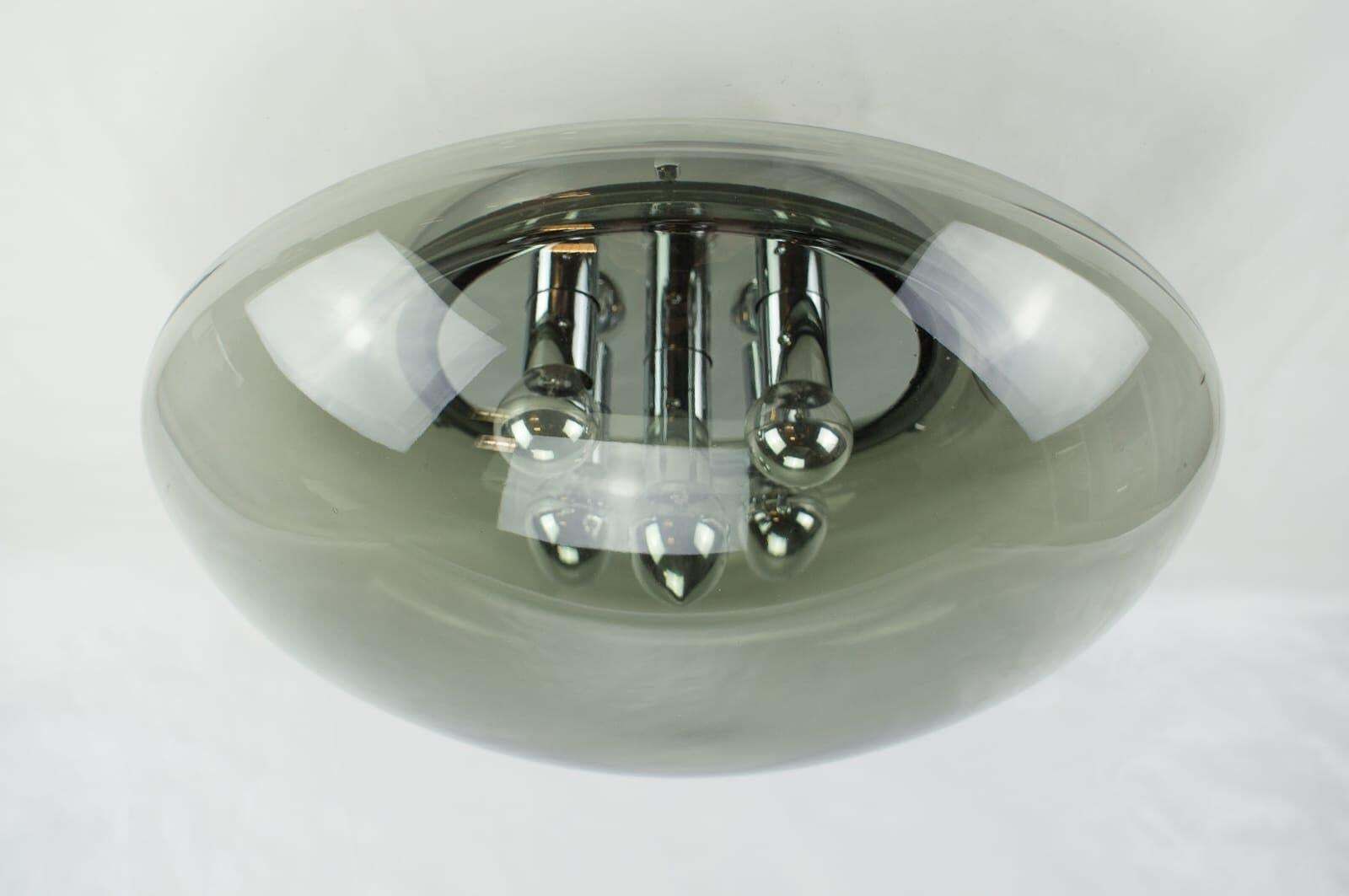 Huge Vintage Smoked Glass And Chrome Wall Light From Hilldebrand, Germany, 1960s photo furniture