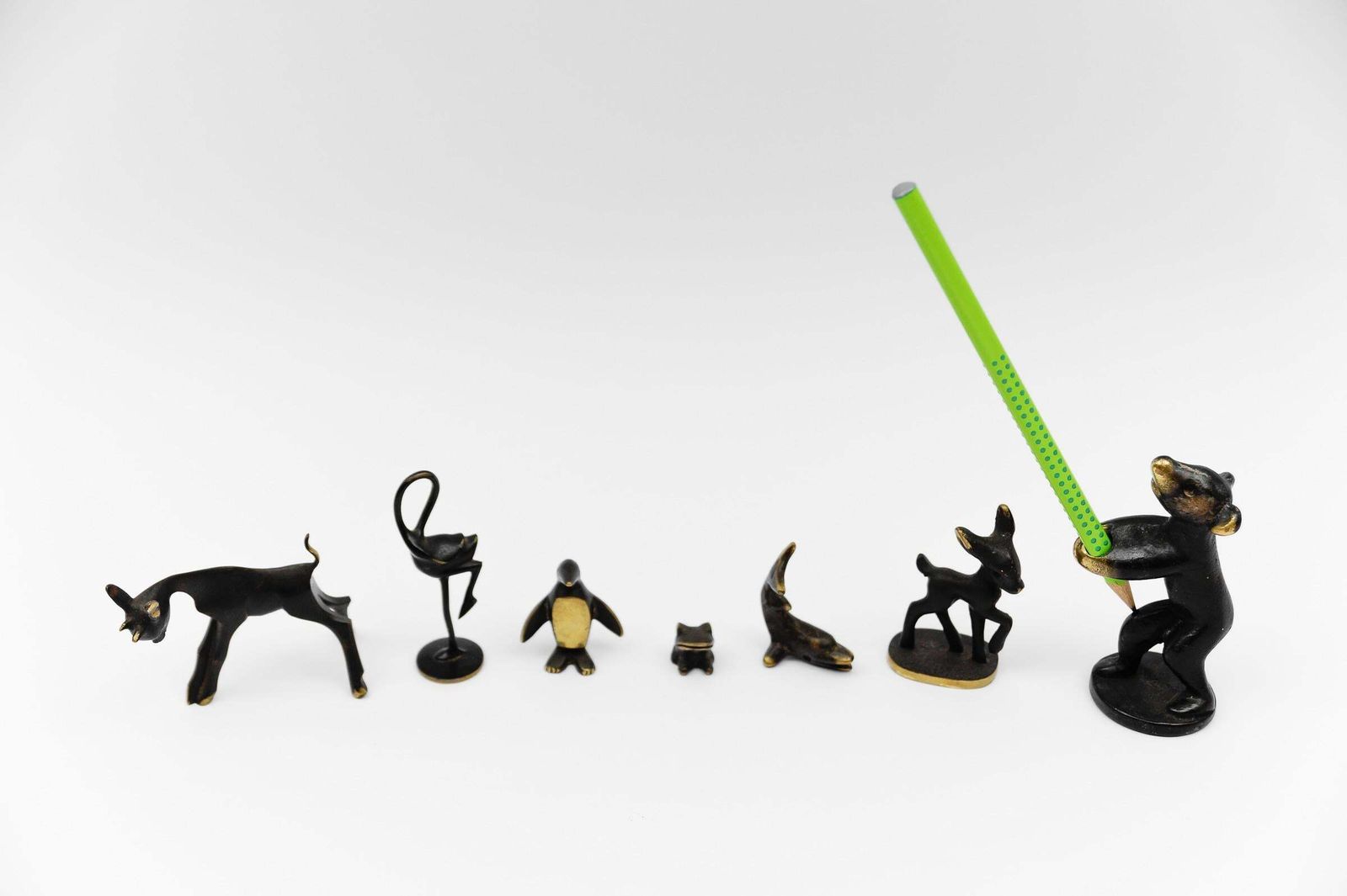 Set Of 7 Mid Century Modern Massive Brass Animals, Austria, 1960s photo furniture