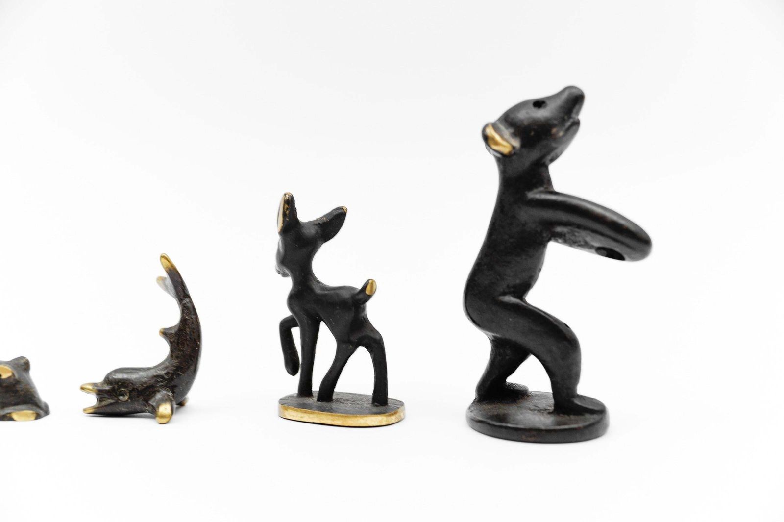 photo furniture Set Of 7 Mid Century Modern Massive Brass Animals, Austria, 1960s