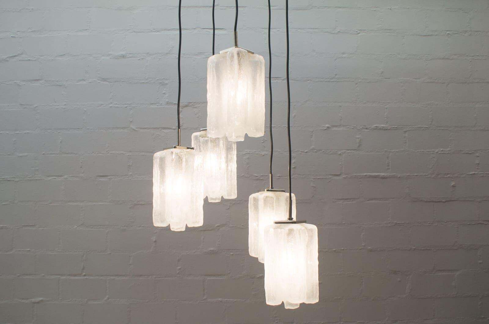 Granada Ice Glass Cascading Ceiling Lamp From Kalmar Franken Kg, 1960s photo furniture