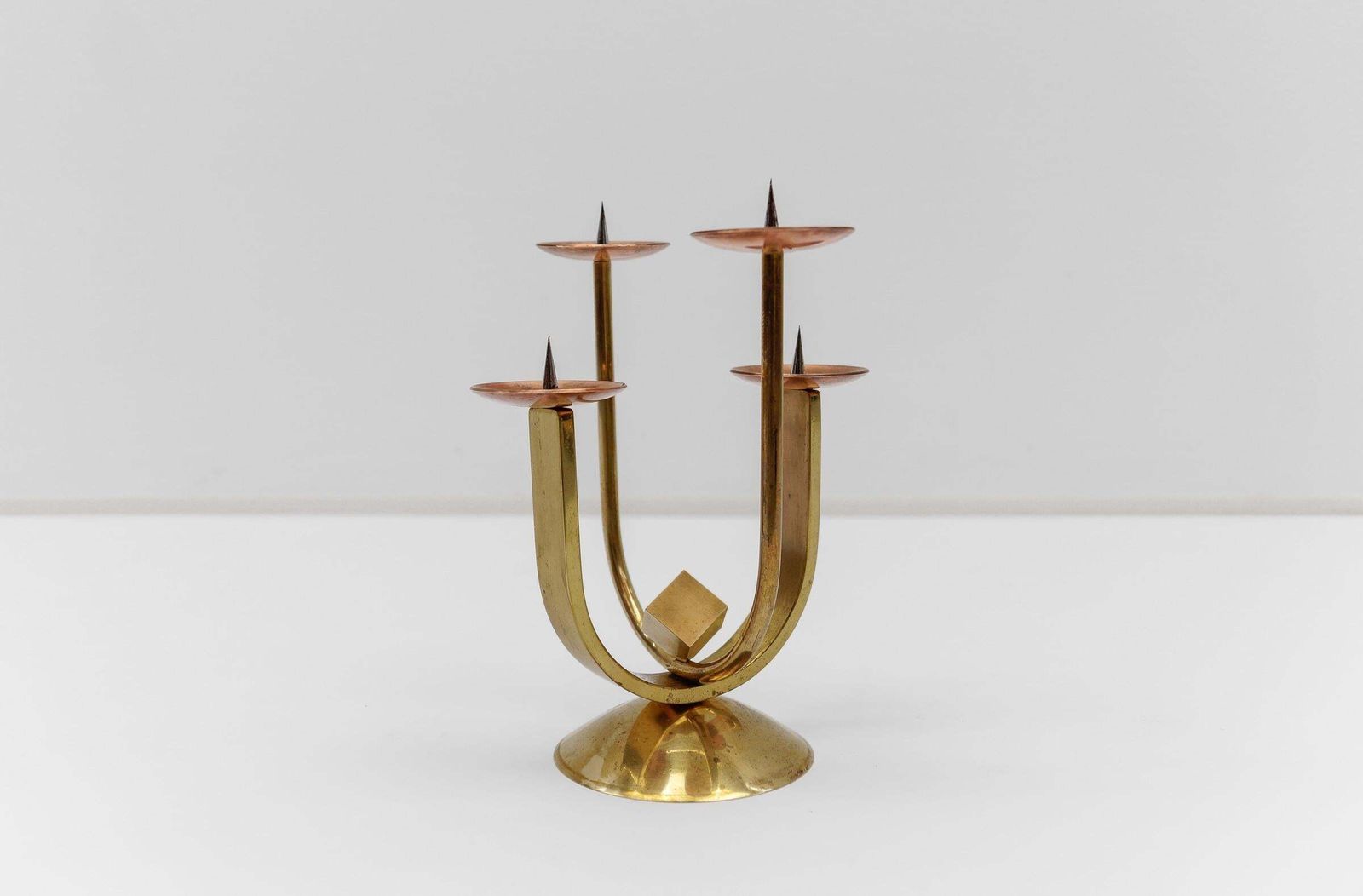 Artist Brutalist Candleholder Made In Brass And Copper, 1960s Austria photo 722.0