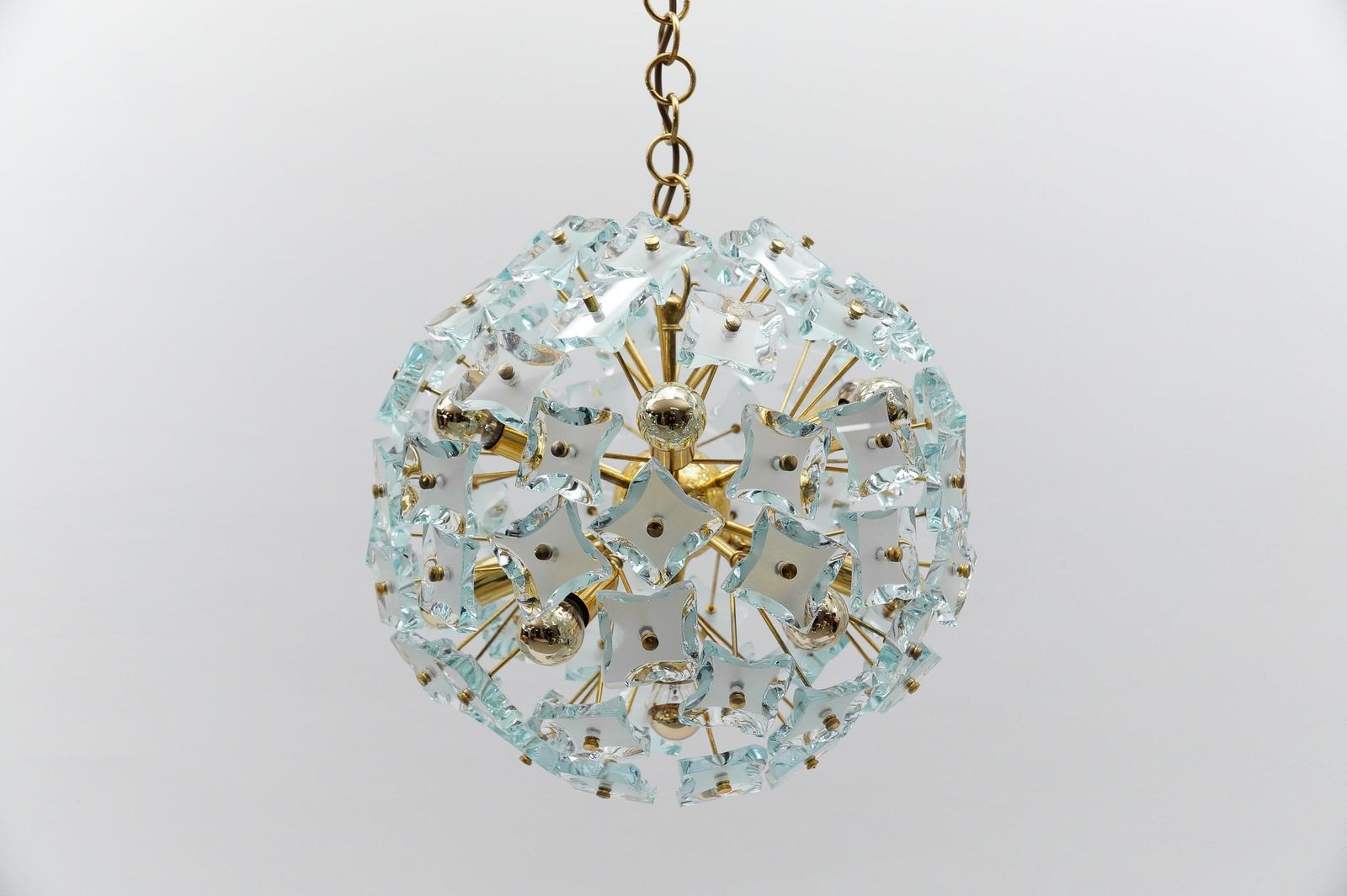 Fontana Arte Snowflake Lamp In Gold And Glass, 1960s Italy photo buy