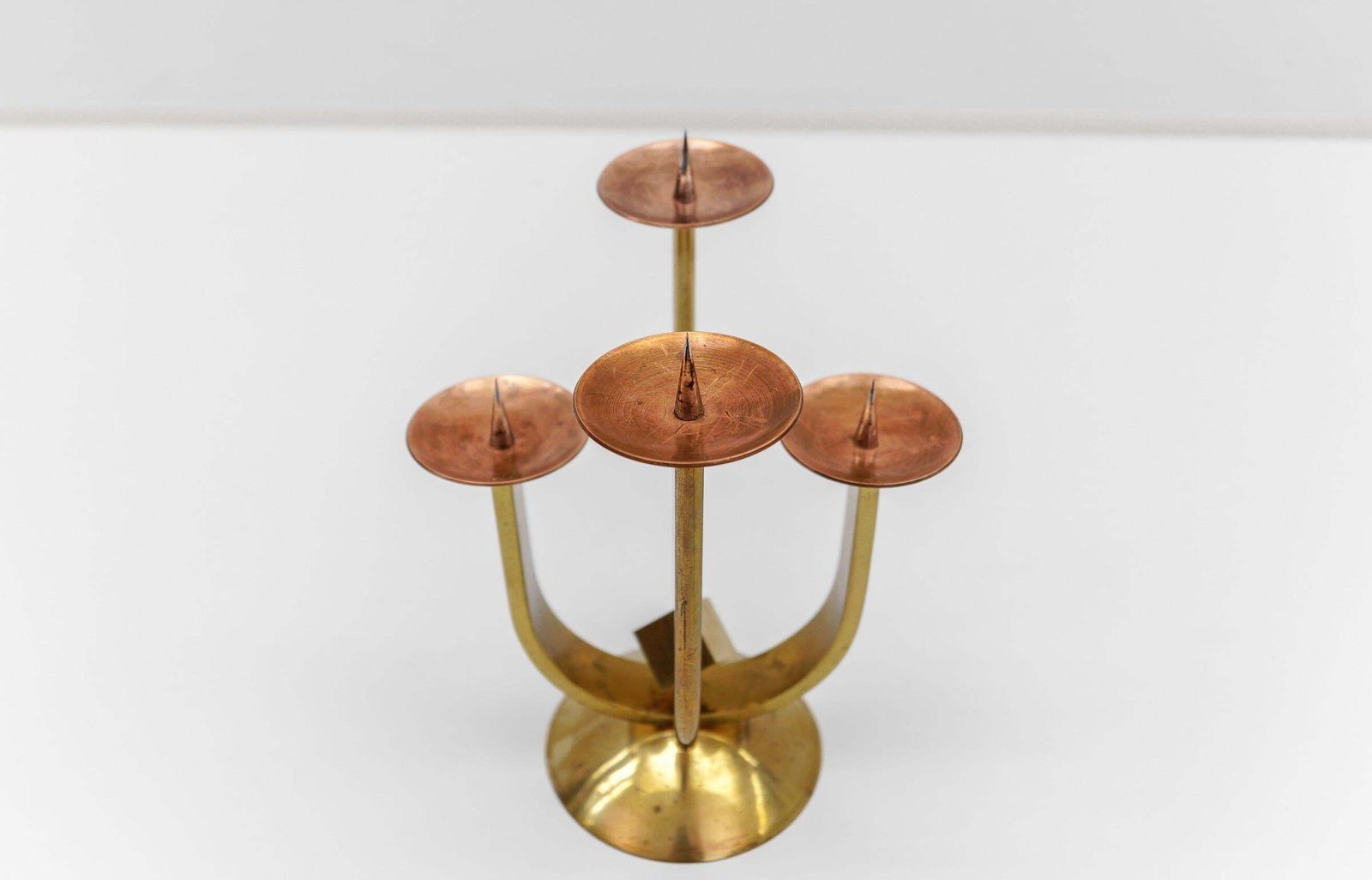 photo furniture Artist Brutalist Candleholder Made In Brass And Copper, 1960s Austria