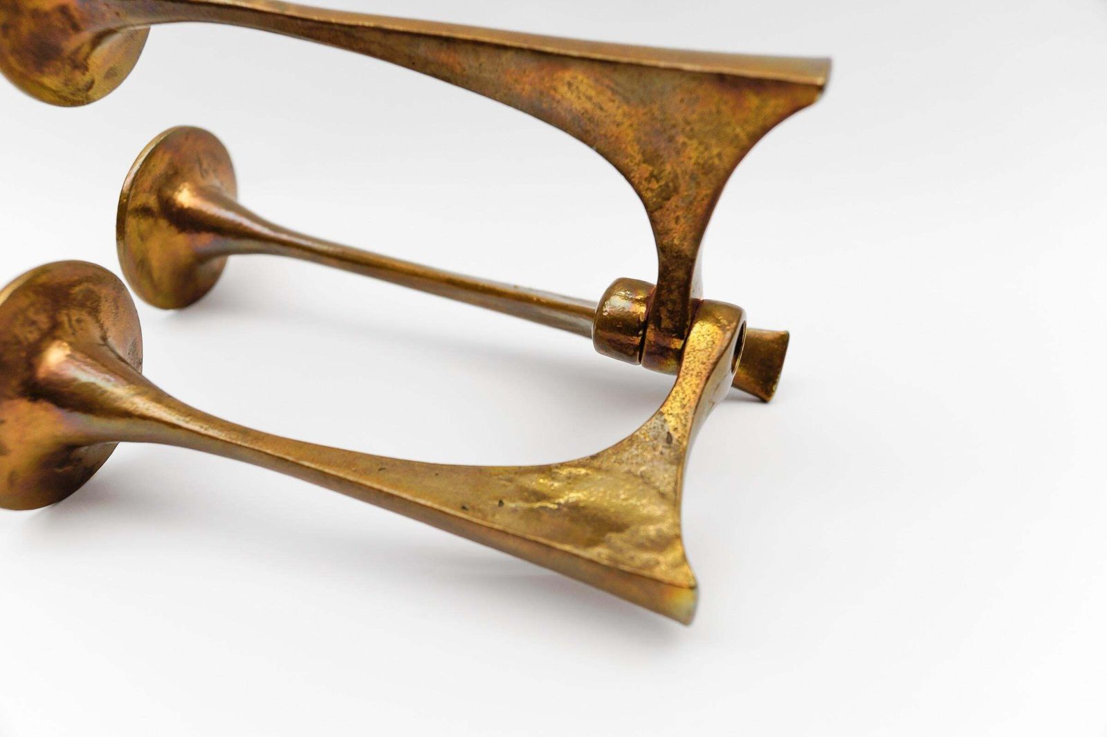 photo furniture Mid Century Modern Handmade Massive Brass Candle Holder By Michael Harjes 1960s