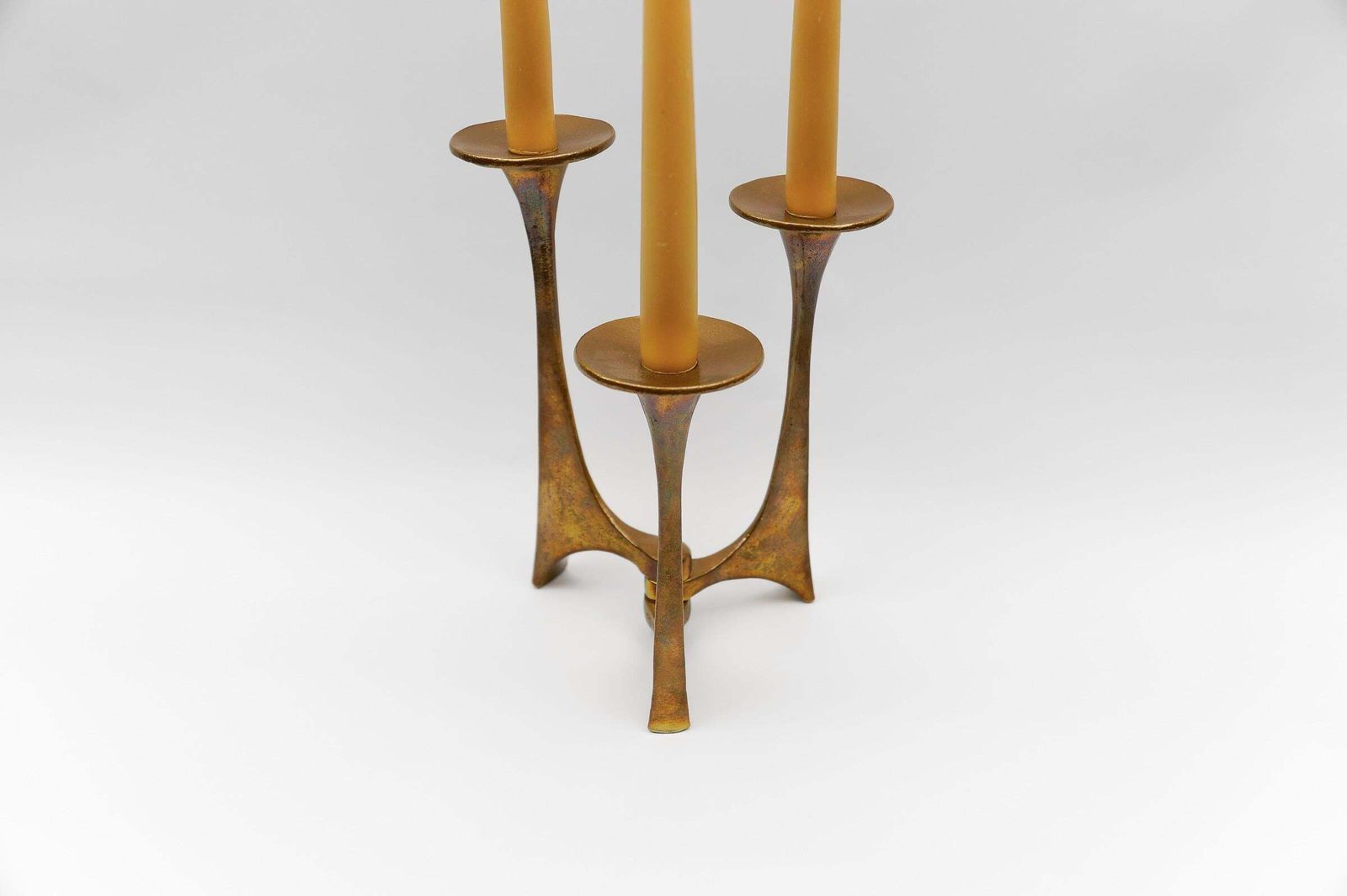 Home Decor Mid Century Modern Handmade Massive Brass Candle Holder By Michael Harjes 1960s photo